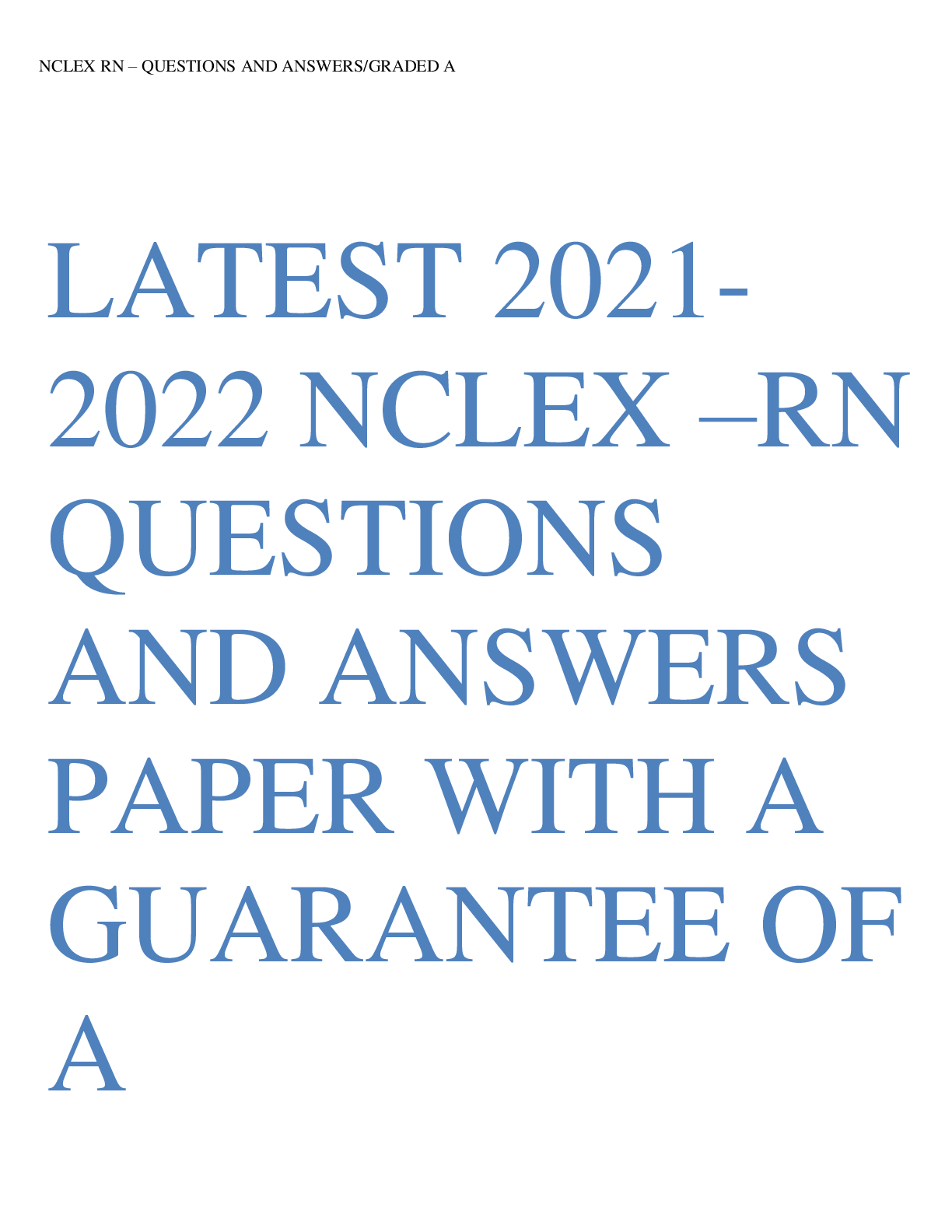 Preview image for NCLEX RN _ QUESTIONS AND ANSWERS / GRADED A