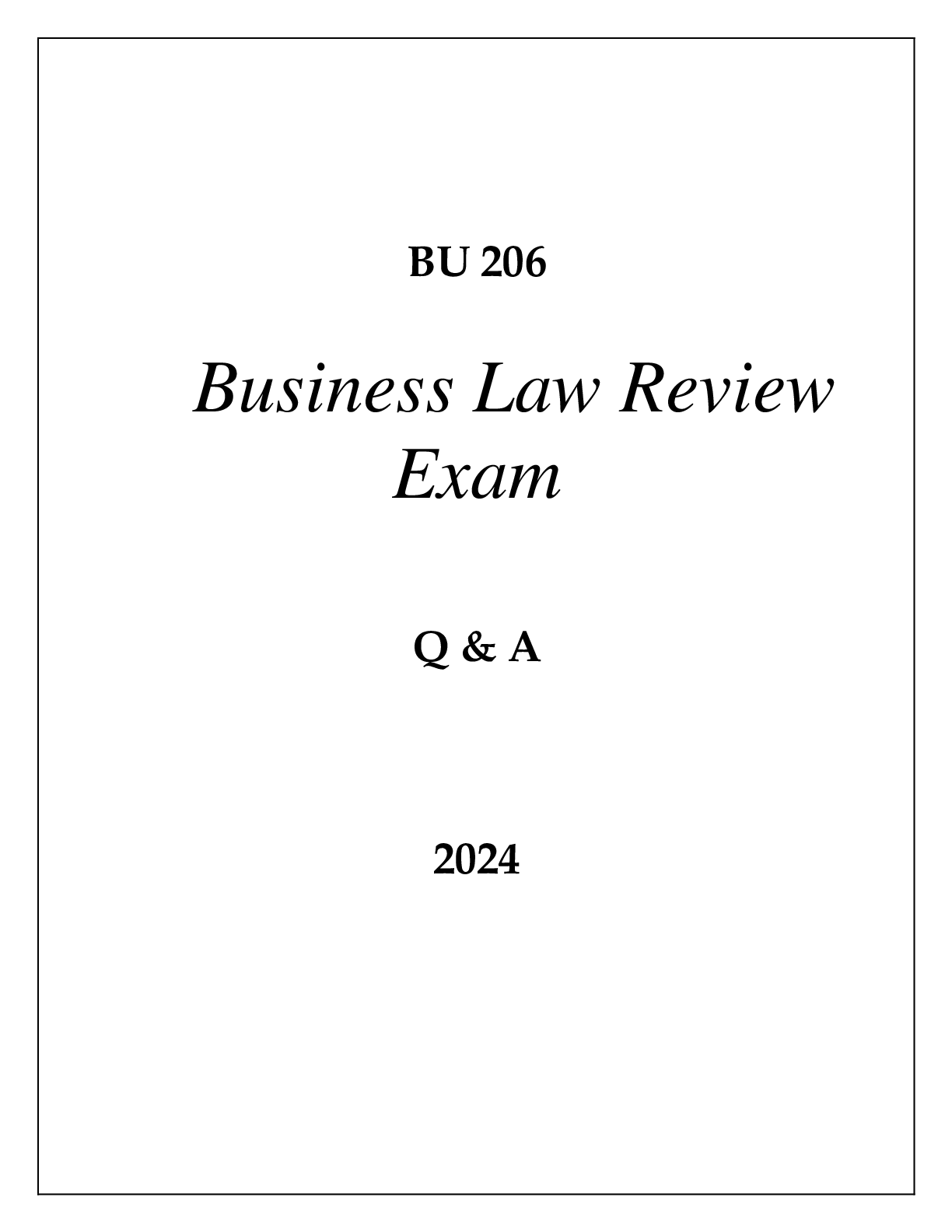 Preview image for BU 206 BUSINESS LAW REVIEW EXAM Q & A 2024