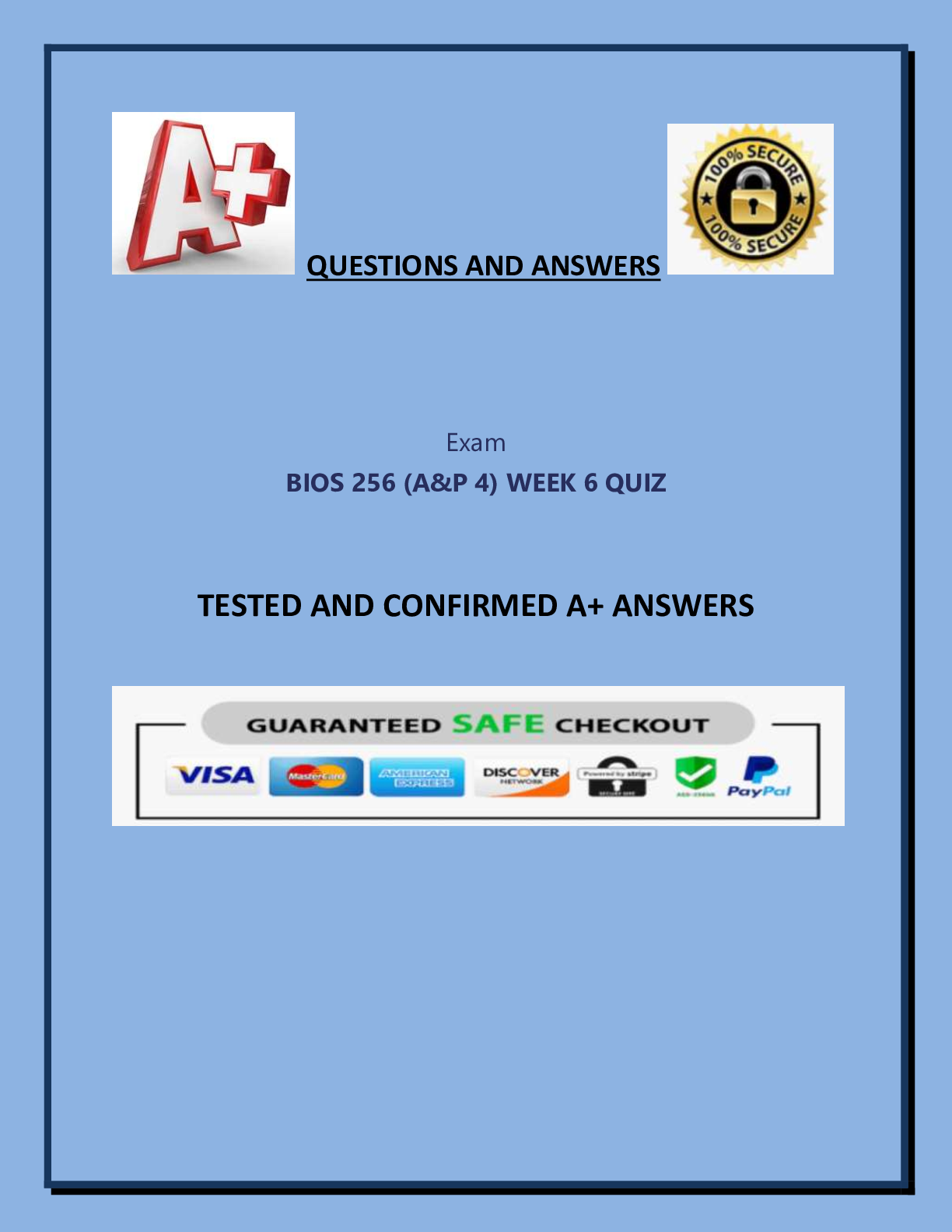 Preview image of BIOS 256 (A&P 4) WEEK 6 QUIZ. document