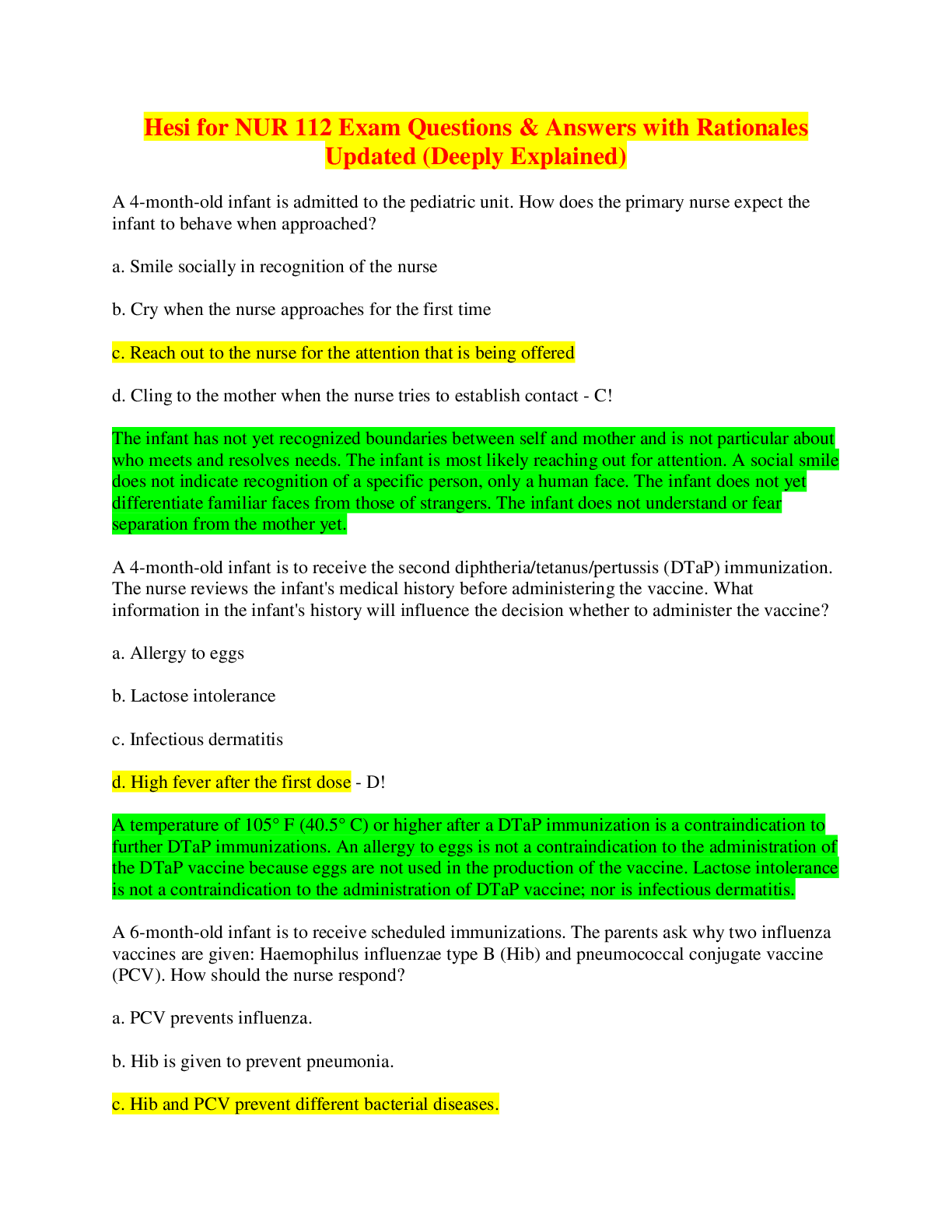 Preview image for Hesi for NUR 112 Exam Questions & Answers with Rationales Updated (Deeply Explained)