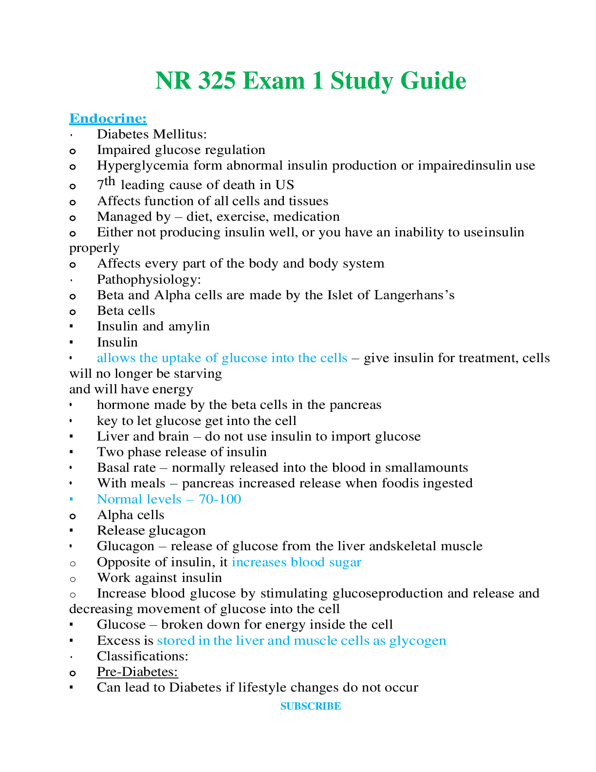 Preview of NR 325 | Exam 1 Study Guide  Questions &amp; Answers with rationales