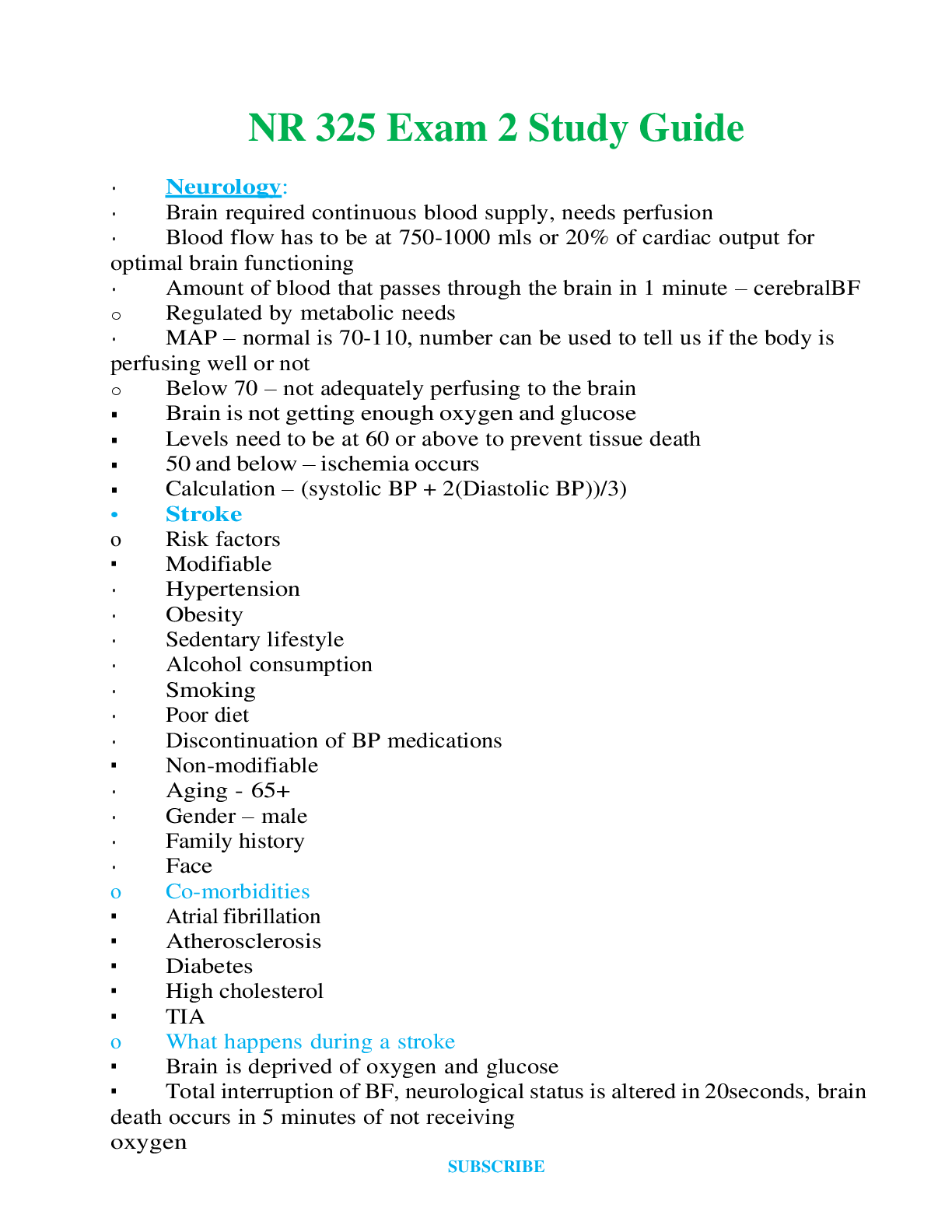 Preview of NR 325   Exam 2 Study Guide  Questions and Answers (Verified Answers)