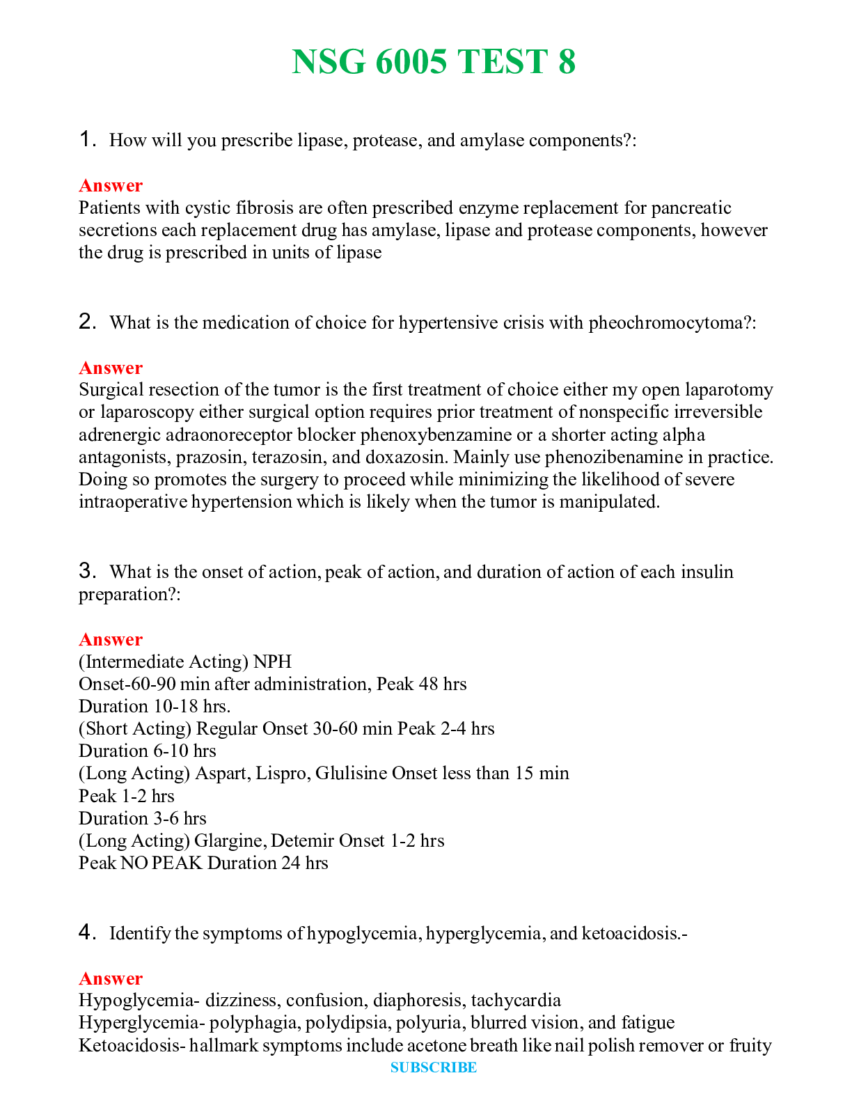 NSG 6005 TEST 8   Questions and Verified Answers