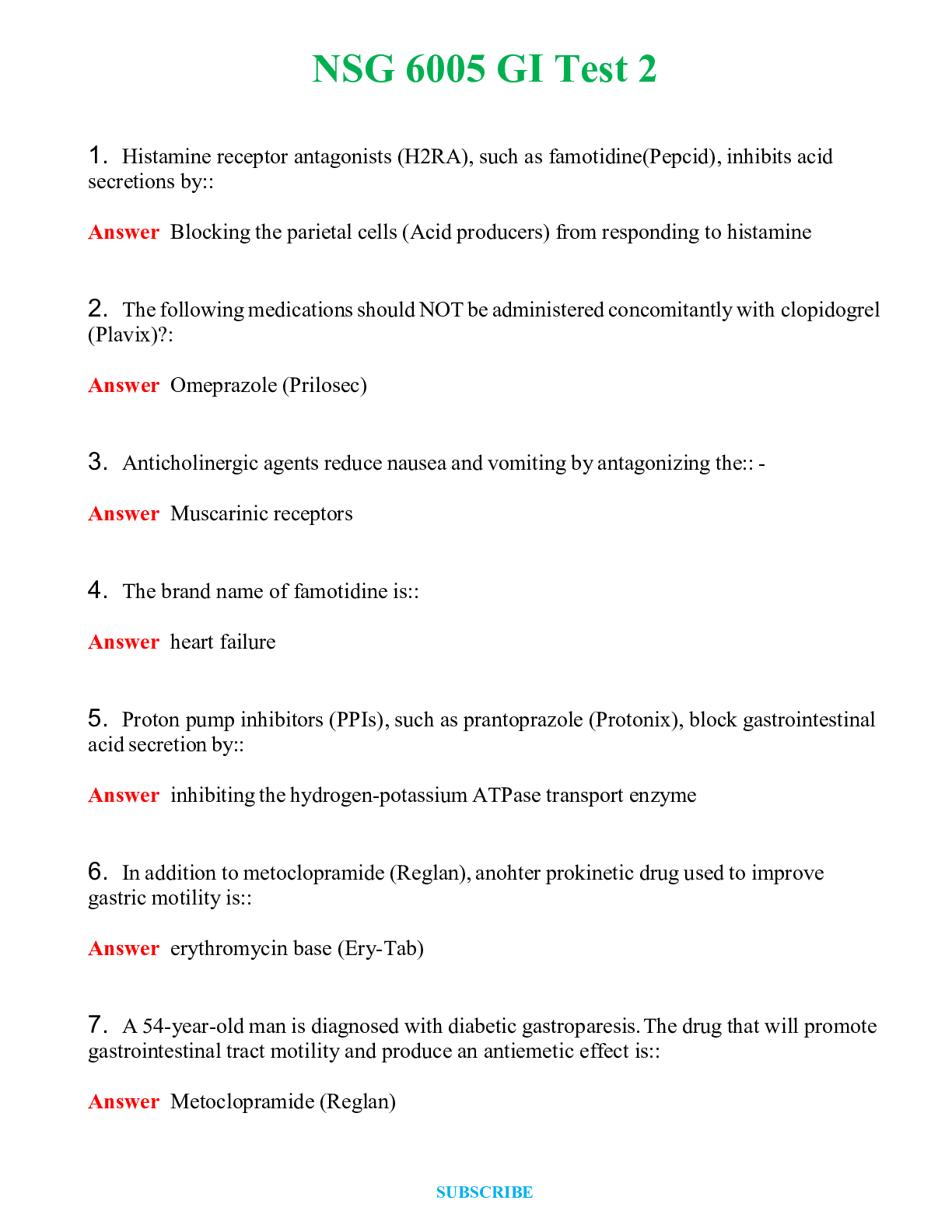NSG 6005 GI Test 2   Questions and Verified Answers