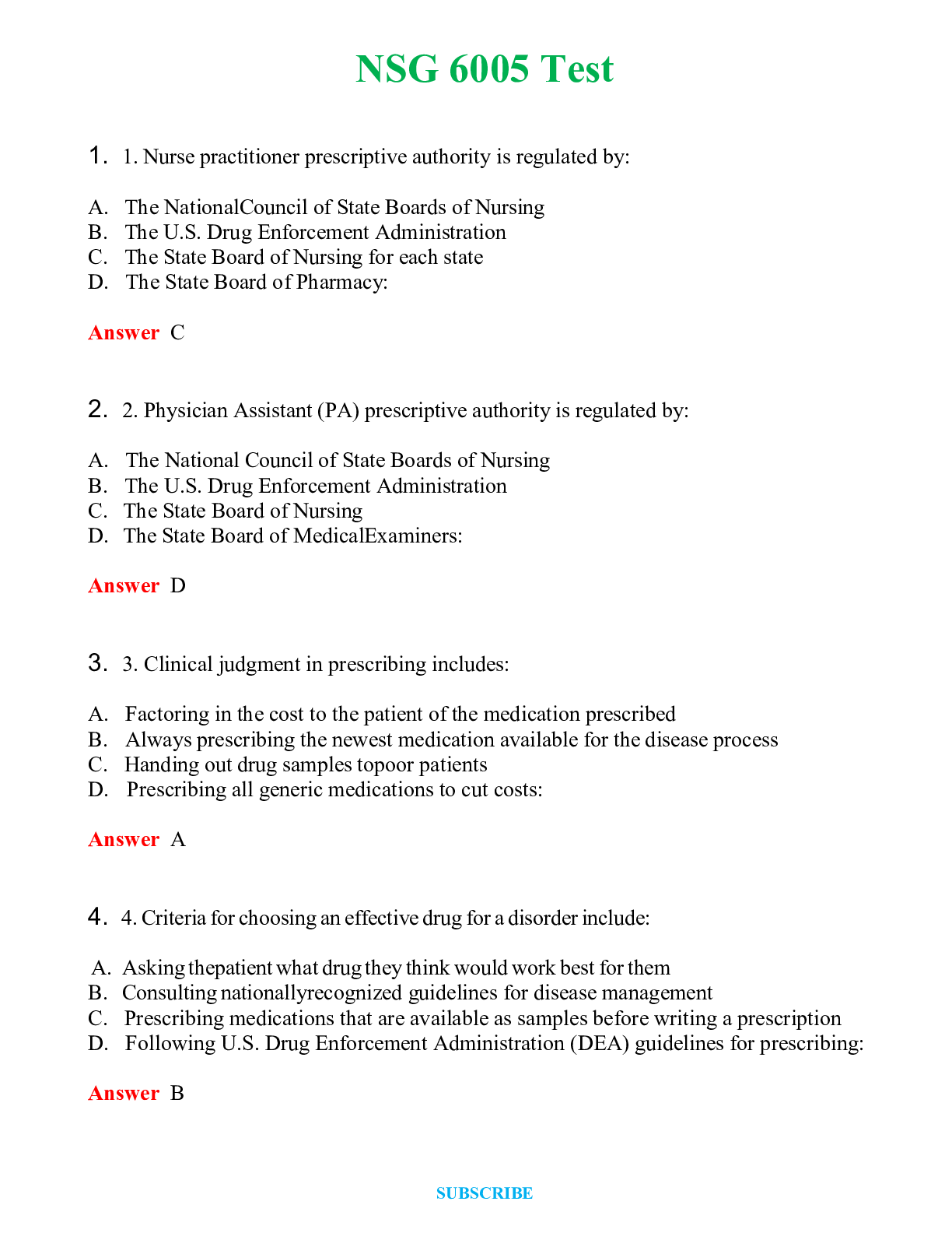 NSG 6005 Test   Questions and Verified Answers