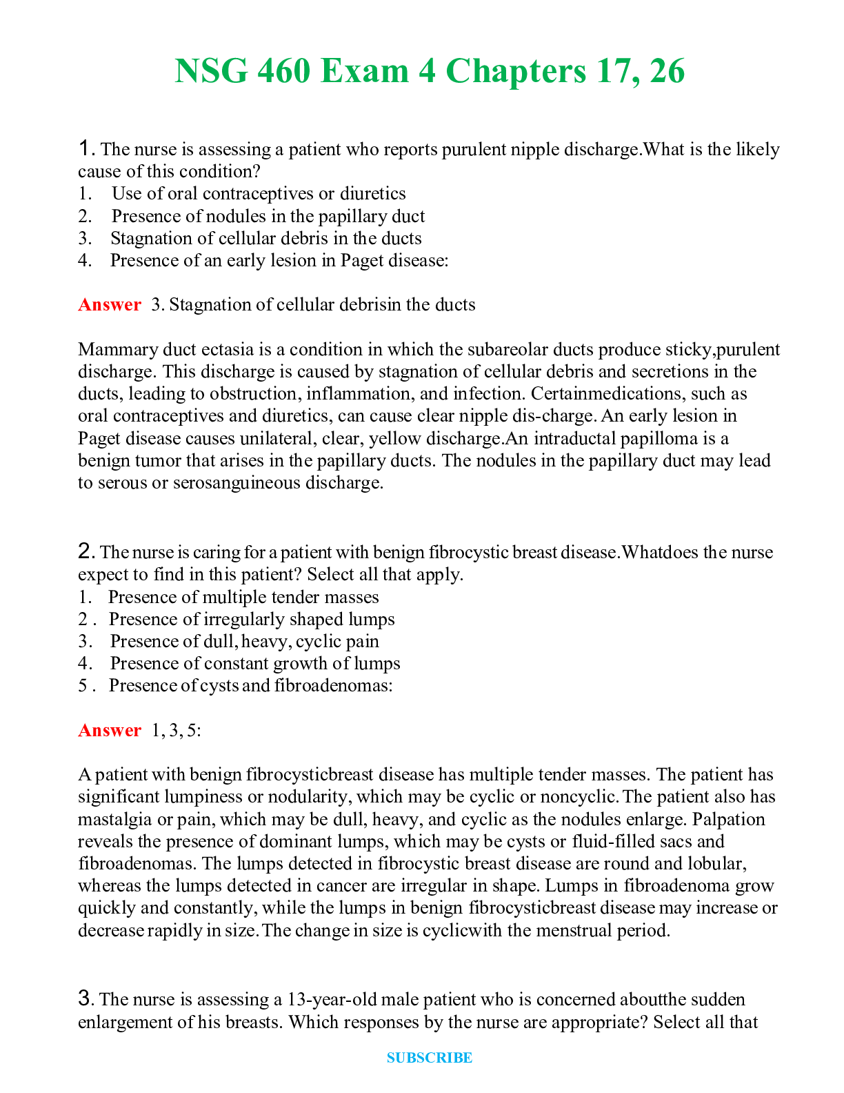 NSG 460 Exam 4 Chapters 17, 26 Actual Exam   Q & A  (Graded A+ )