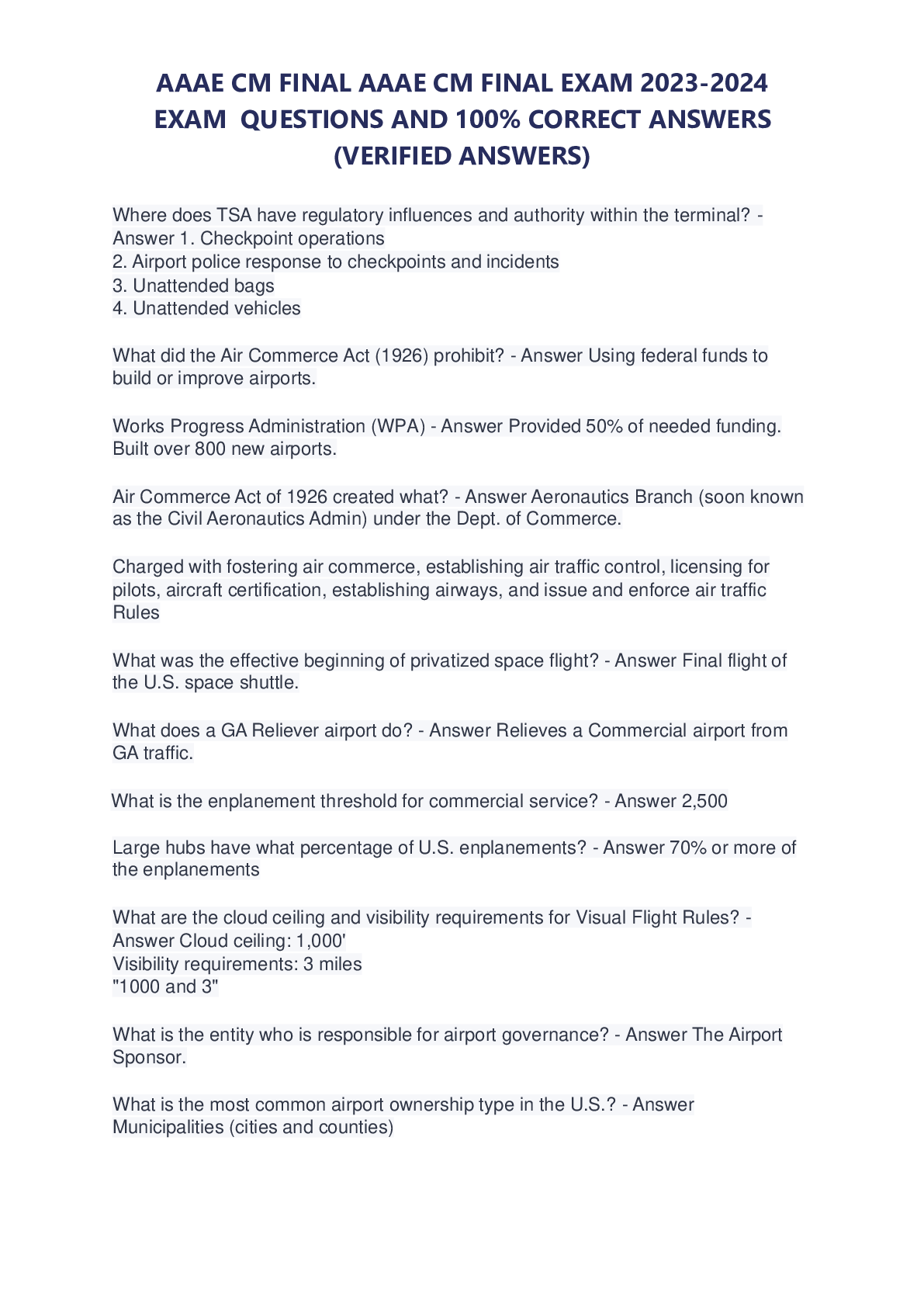 Preview image for AAAE CM FINAL AAAE CM FINAL EXAM 2023-2024 EXAM QUESTIONS AND 100% CORRECT ANSWERS (VERIFIED ANSWERS)