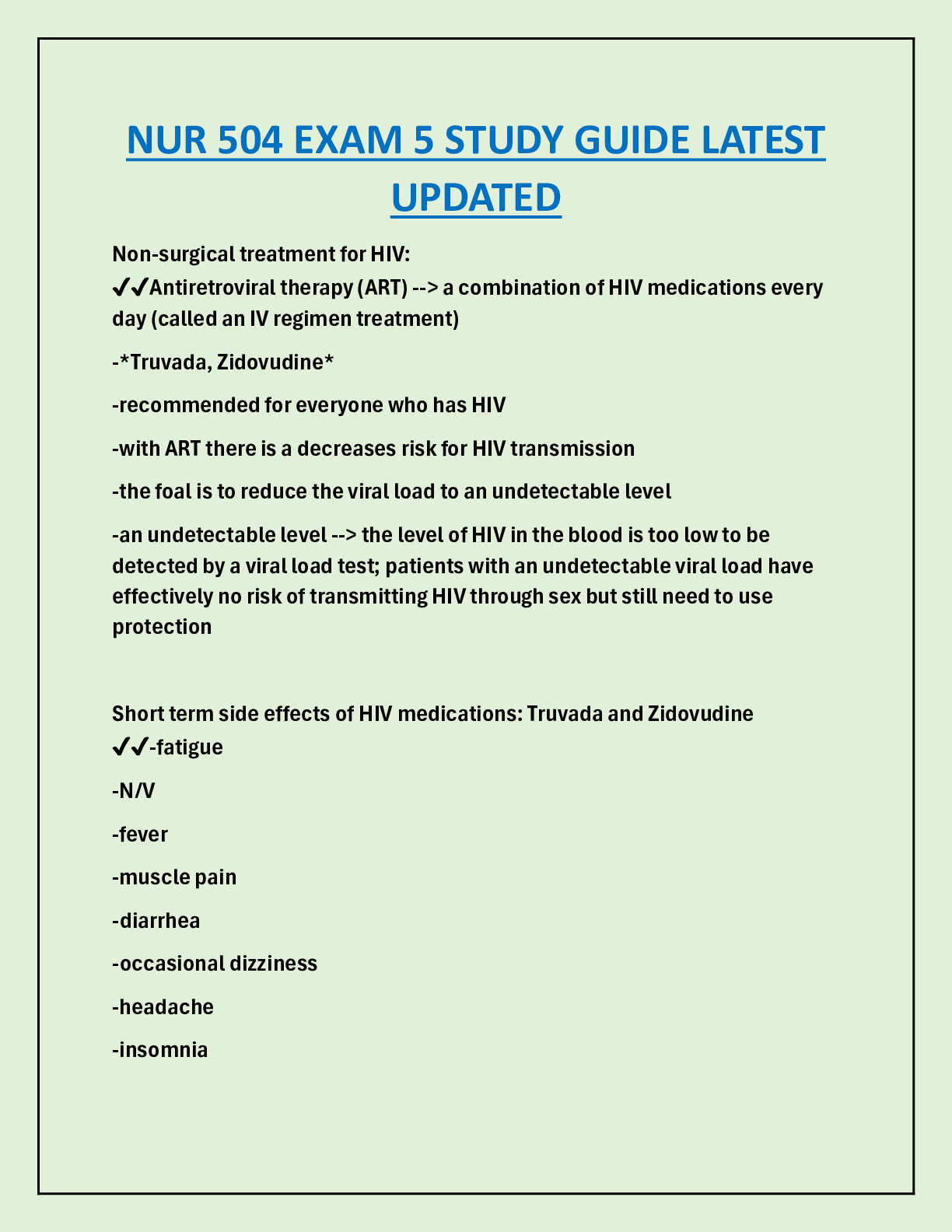 NUR 504 EXAM 5 STUDY GUIDE LATEST  UPDATED