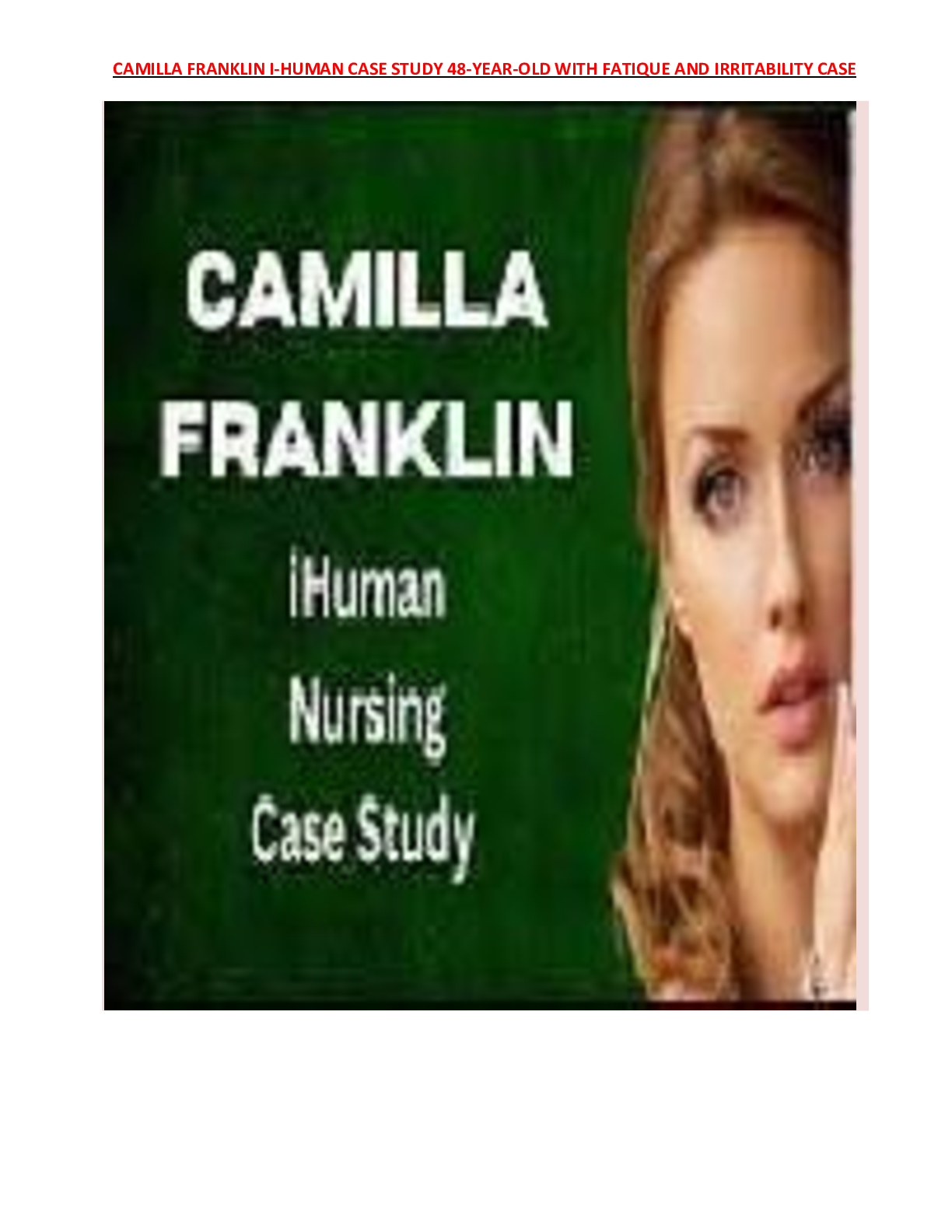 Preview image for CAMILLA FRANKLIN I-HUMAN CASE STUDY 48-YEAR-OLD WITH FATIQUE AND IRRITABILITY CASE