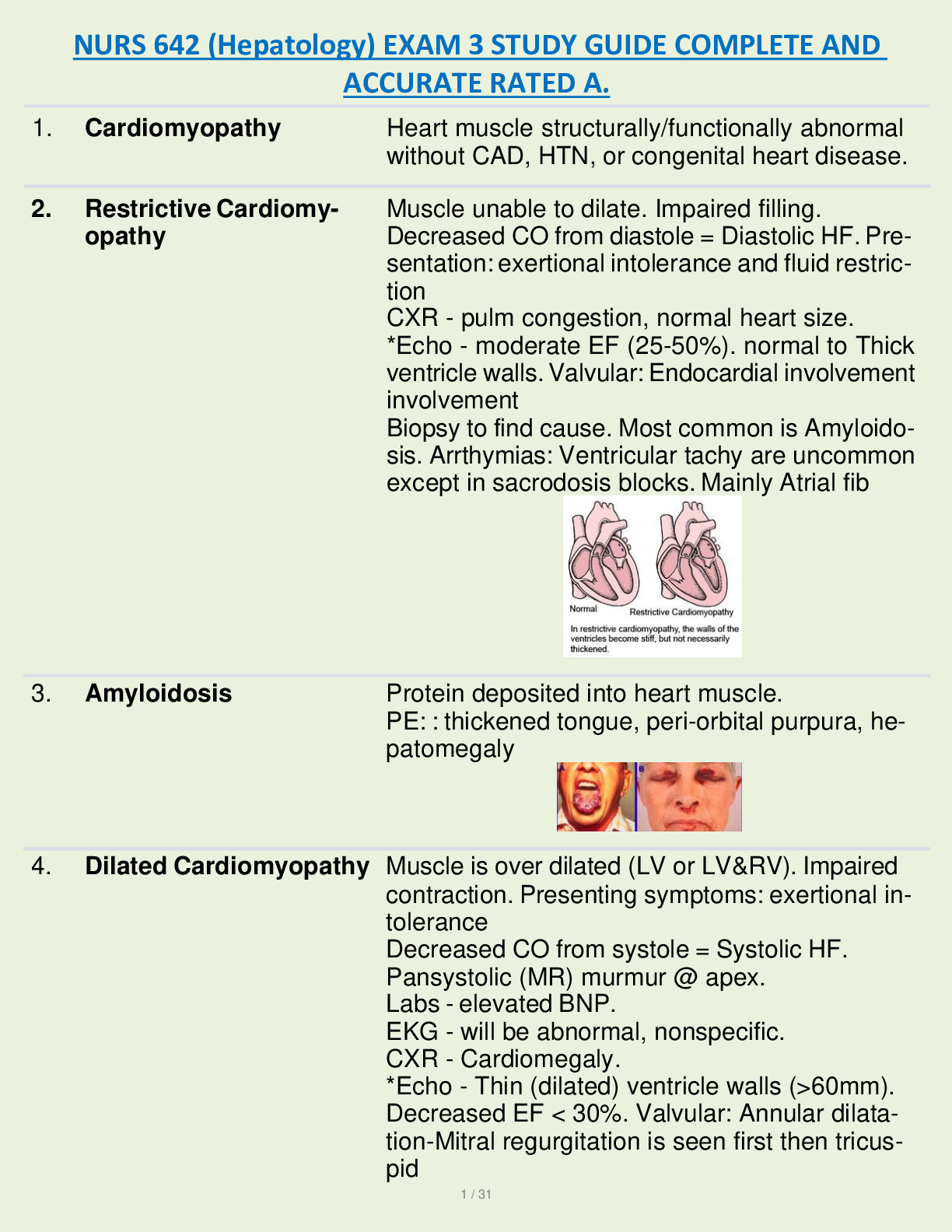 NURS 642 (Hepatology) EXAM 3 STUDY GUIDE COMPLETE AND  ACCURATE WITH DIAGRAMS RATED A.