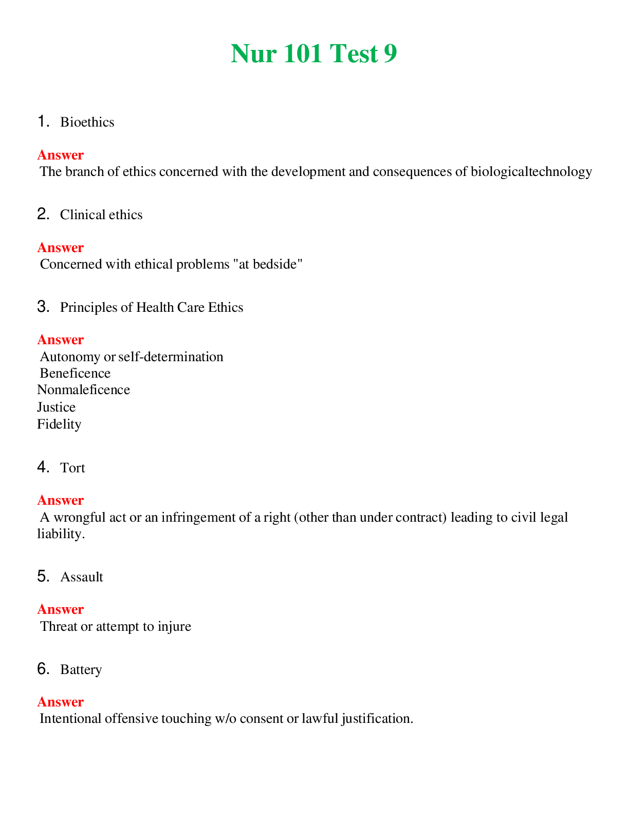 NUR 101   TEST 9 | COMPLETE ANSWERS 100% CORRECT