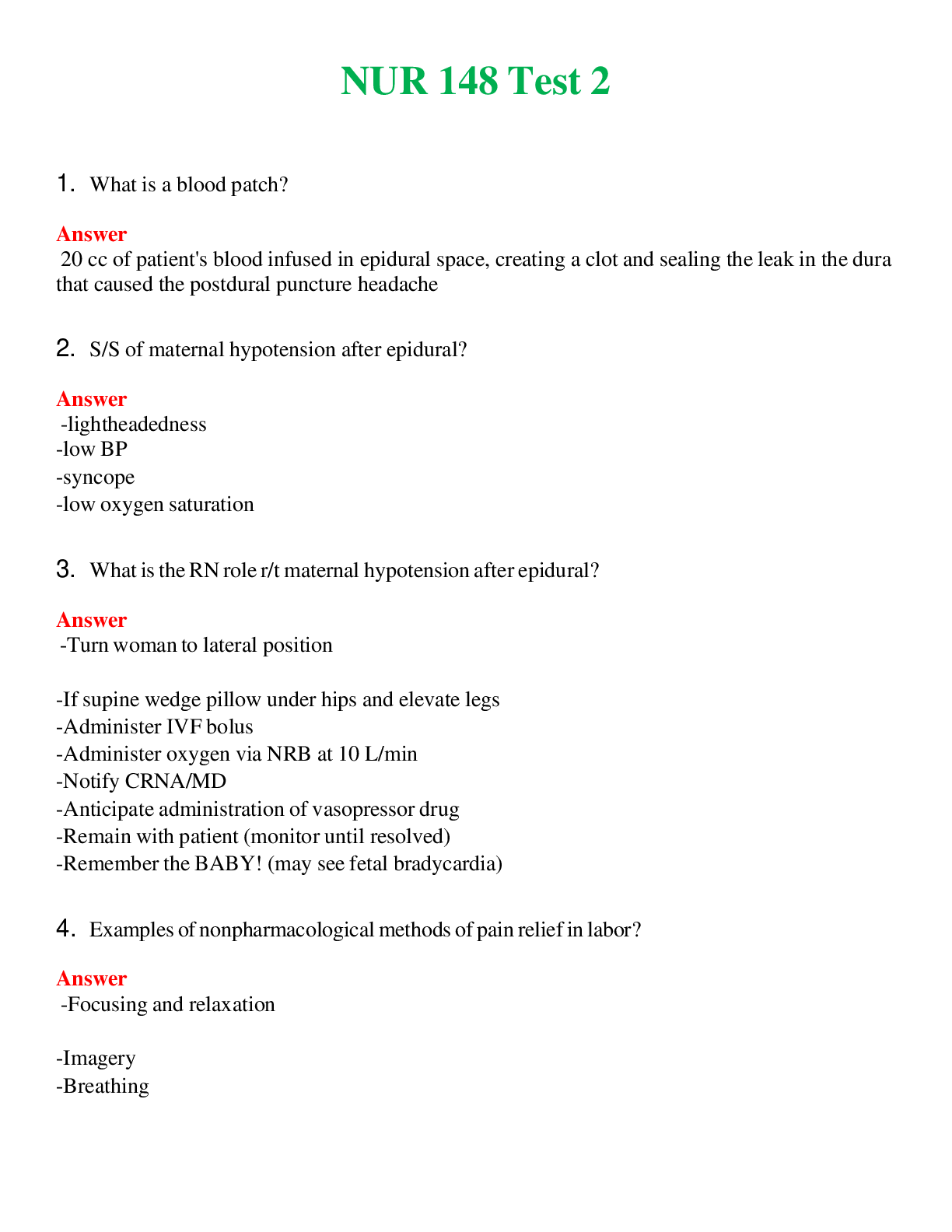 NUR 148   TEST 2 | QUESTIONS & ANSWERS (SOLVED)