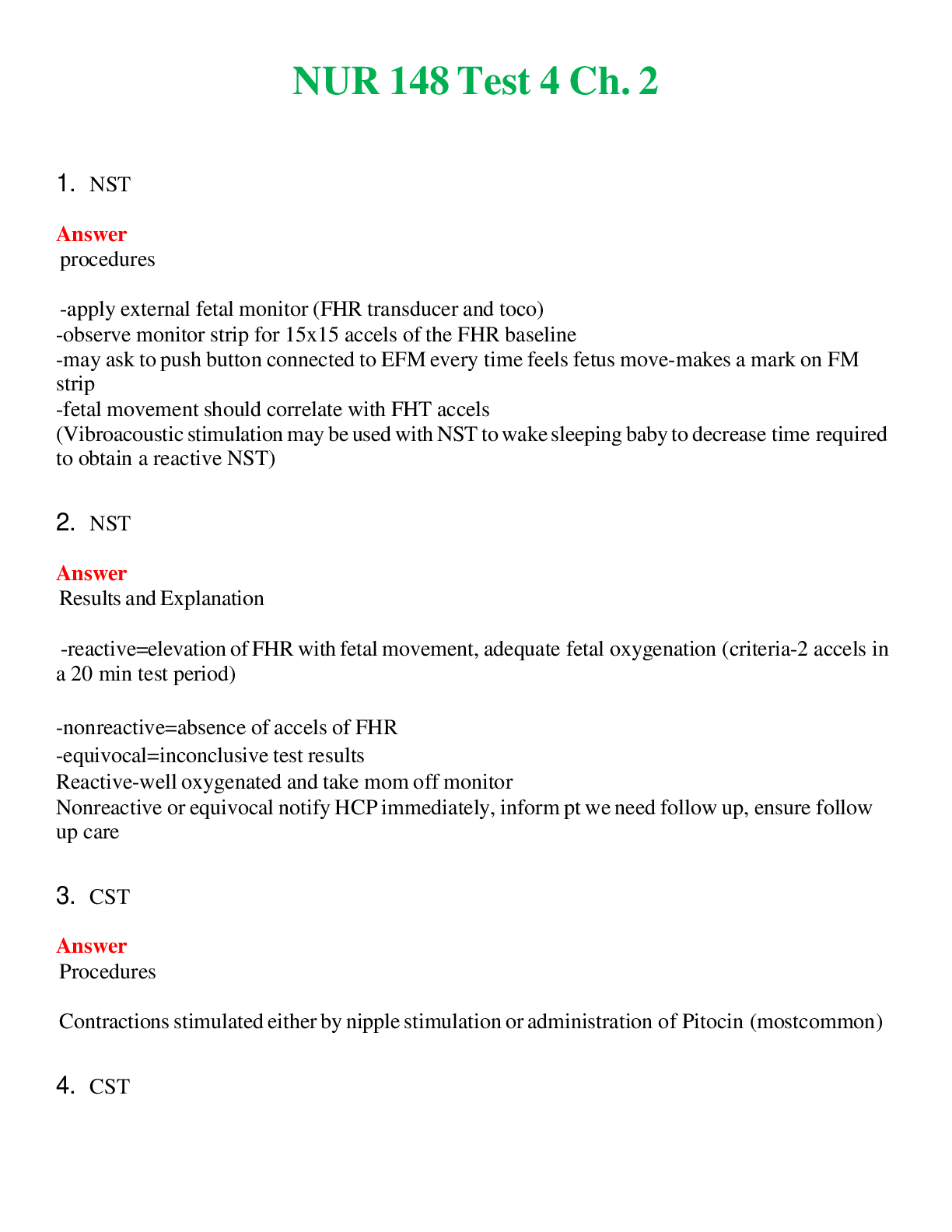 NUR 148   TEST 4 CH. 2 | WITH 100% VERIFIED ANSWERS