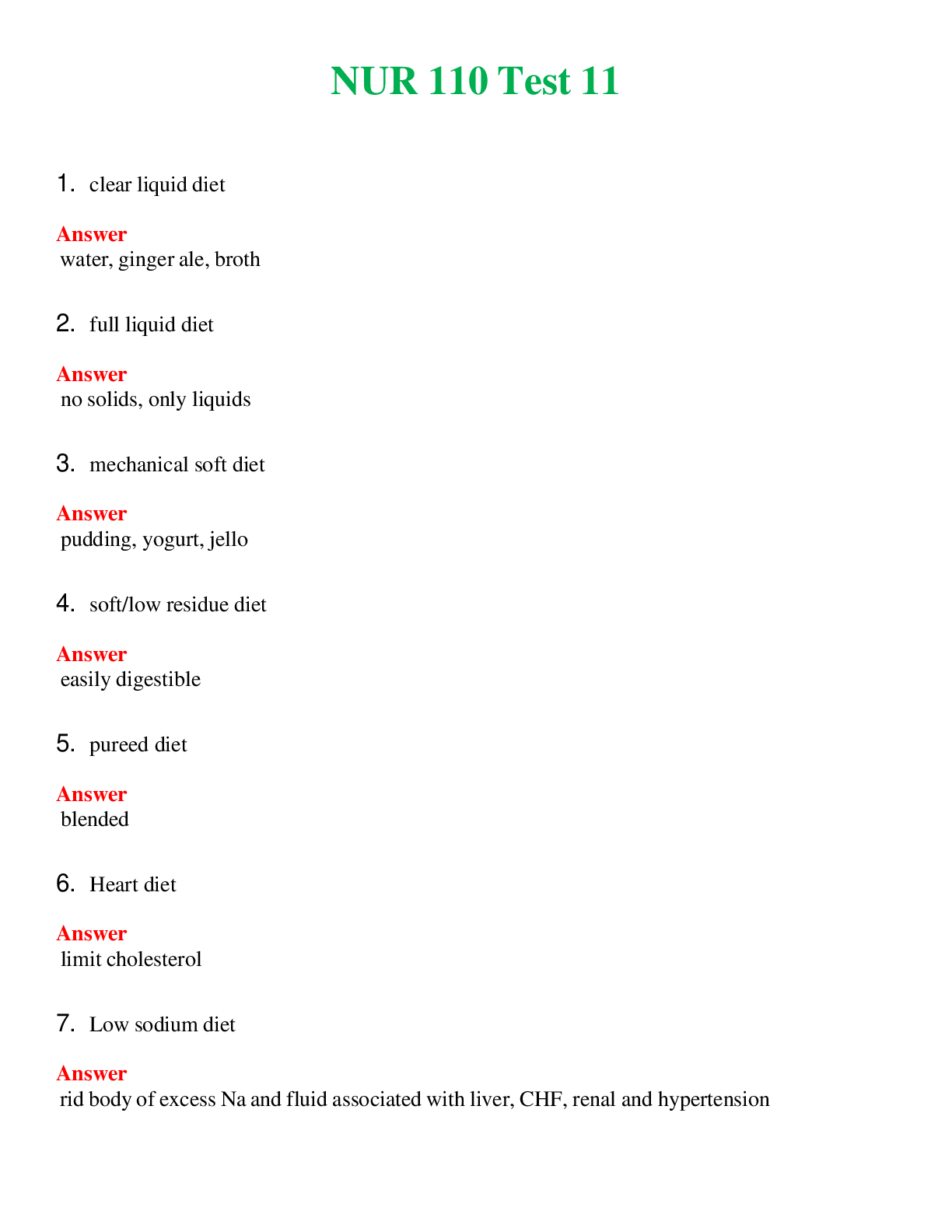 NUR 110   TEST 11 | COMPLETE QUESTIONS & ANSWERS (SOLVED) 100% CORRECT