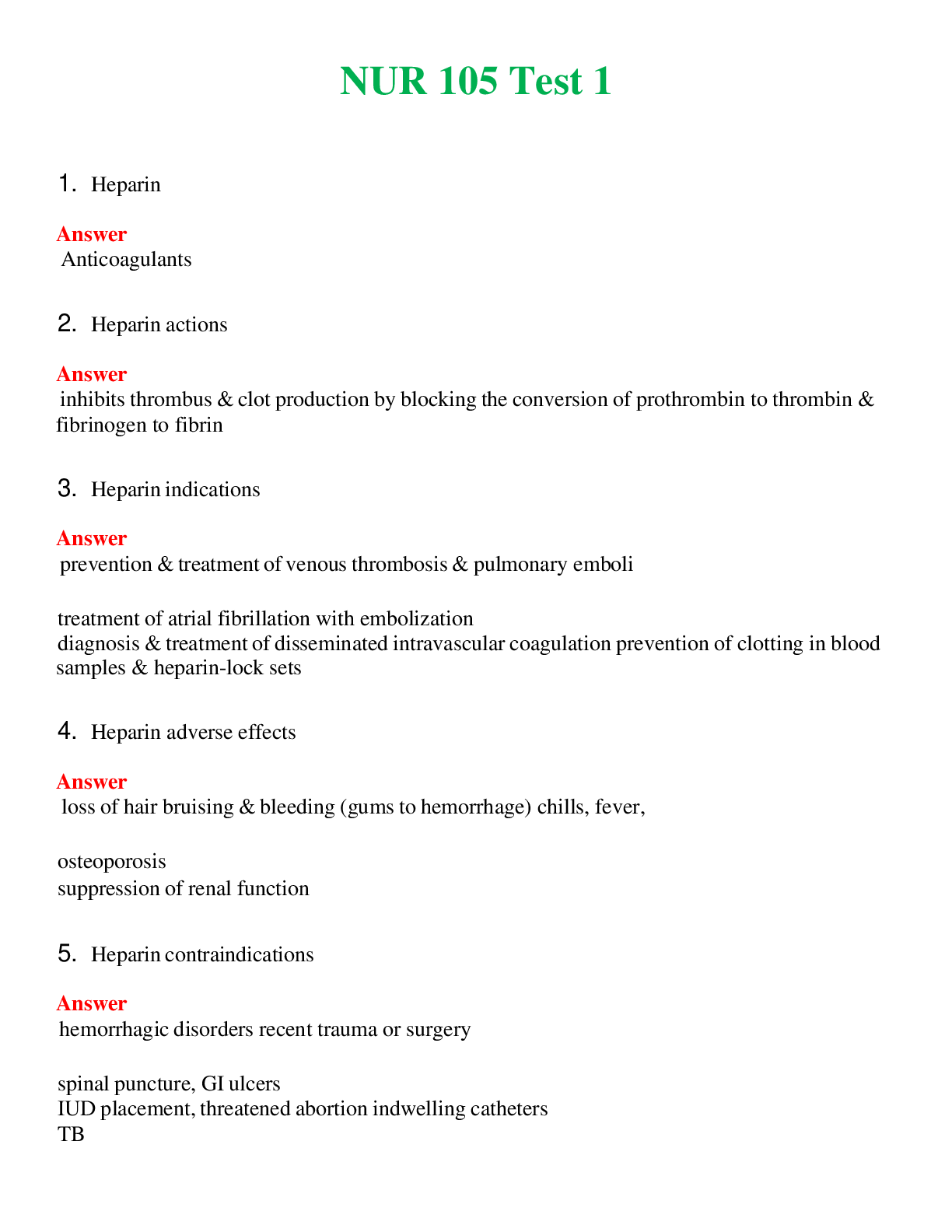 NUR 105   TEST 1 | COMPLETE ANSWERS 100% CORRECT