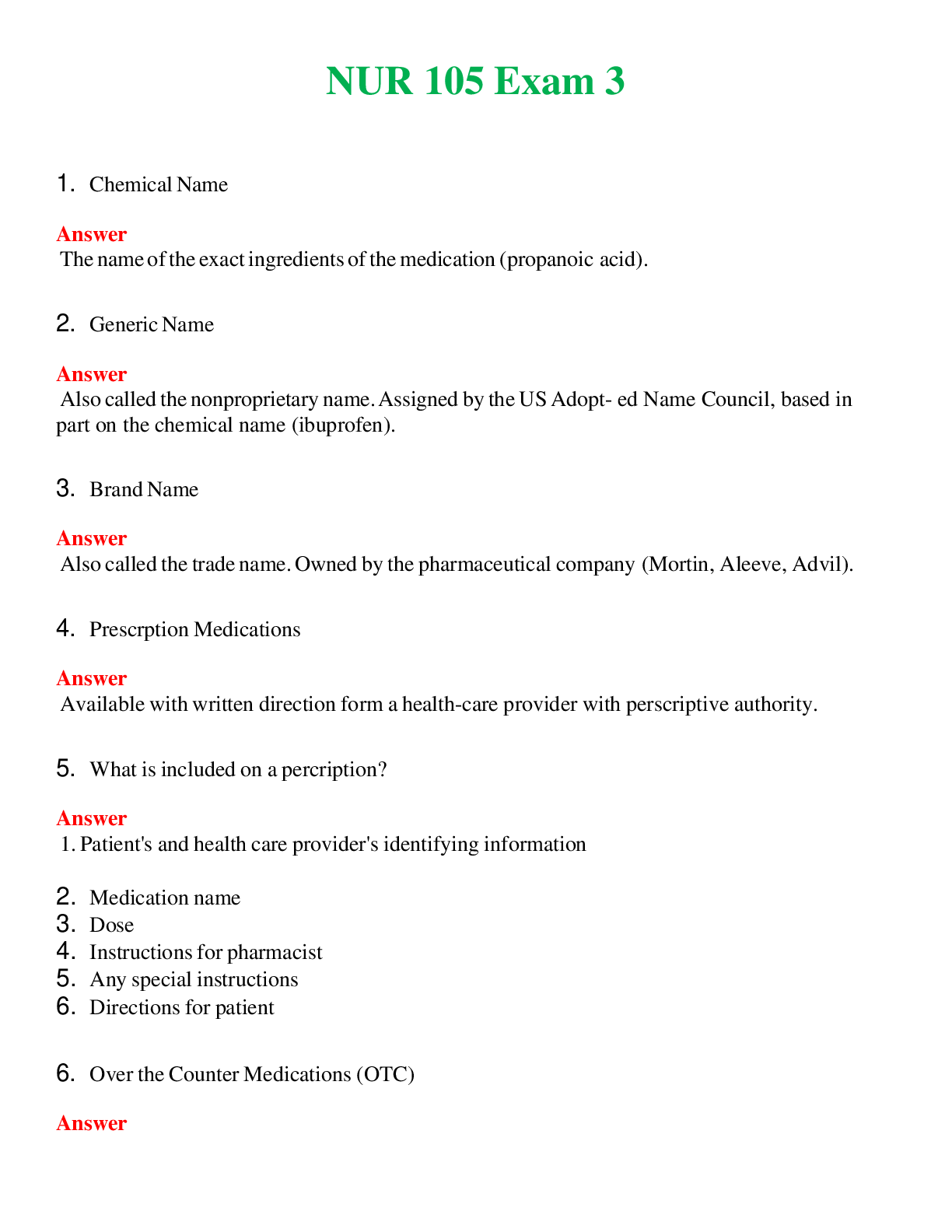 NUR 105   EXAM 3 | COMPLETE ANSWERS 100% CORRECT