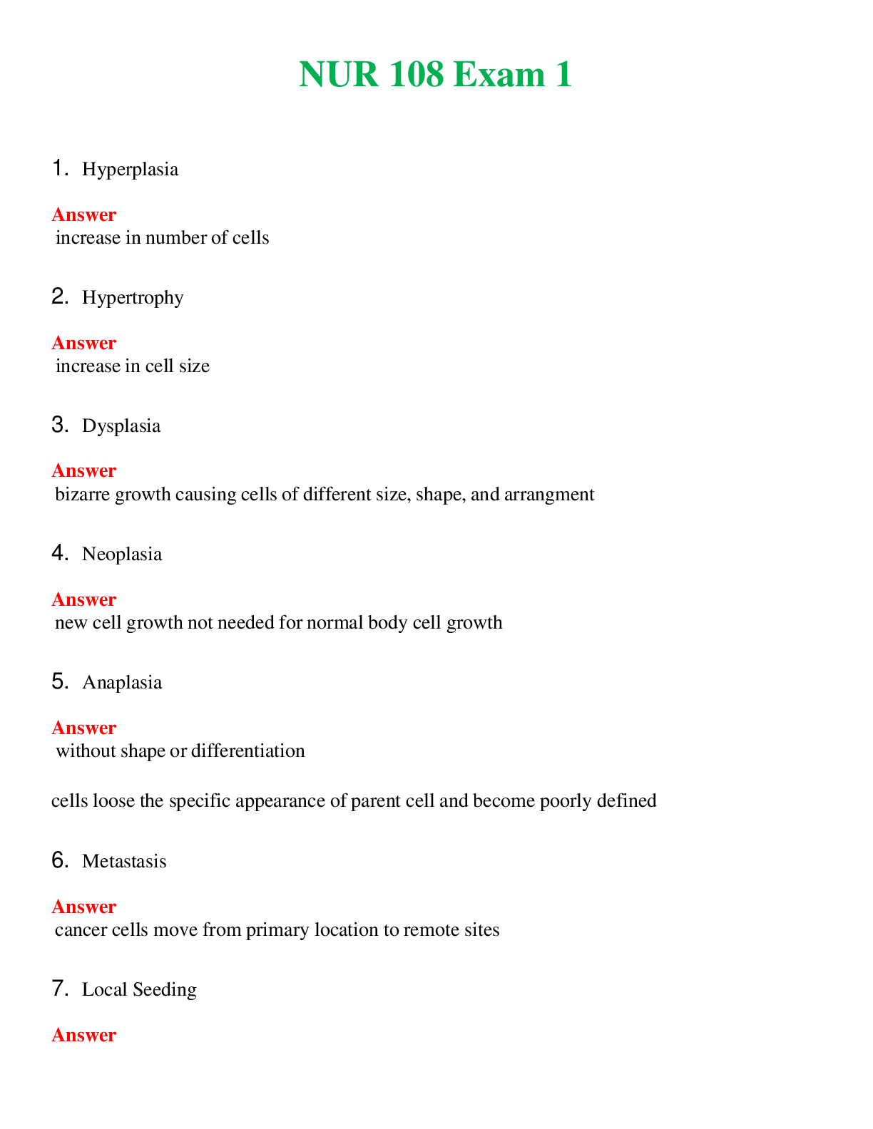 NUR 108   EXAM 1 | WITH 100% VERIFIED ANSWERS