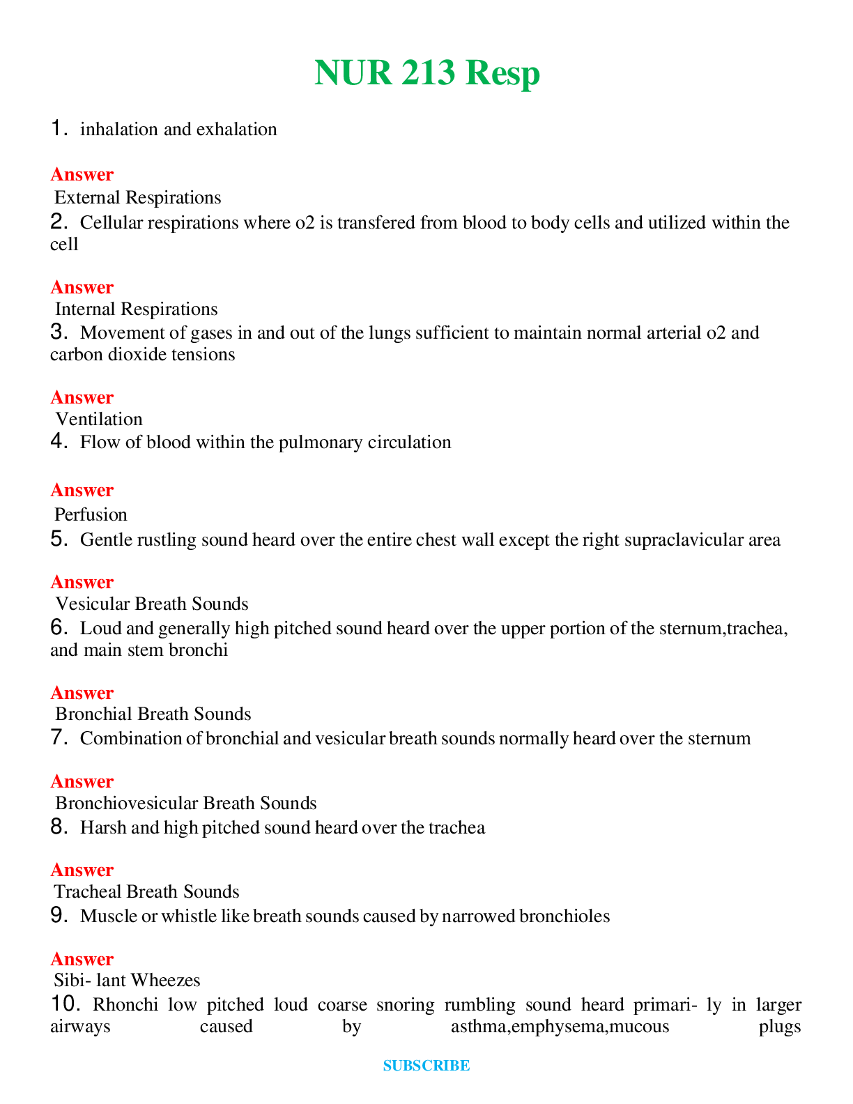 NUR 213   RESP | WITH 100% VERIFIED ANSWERS