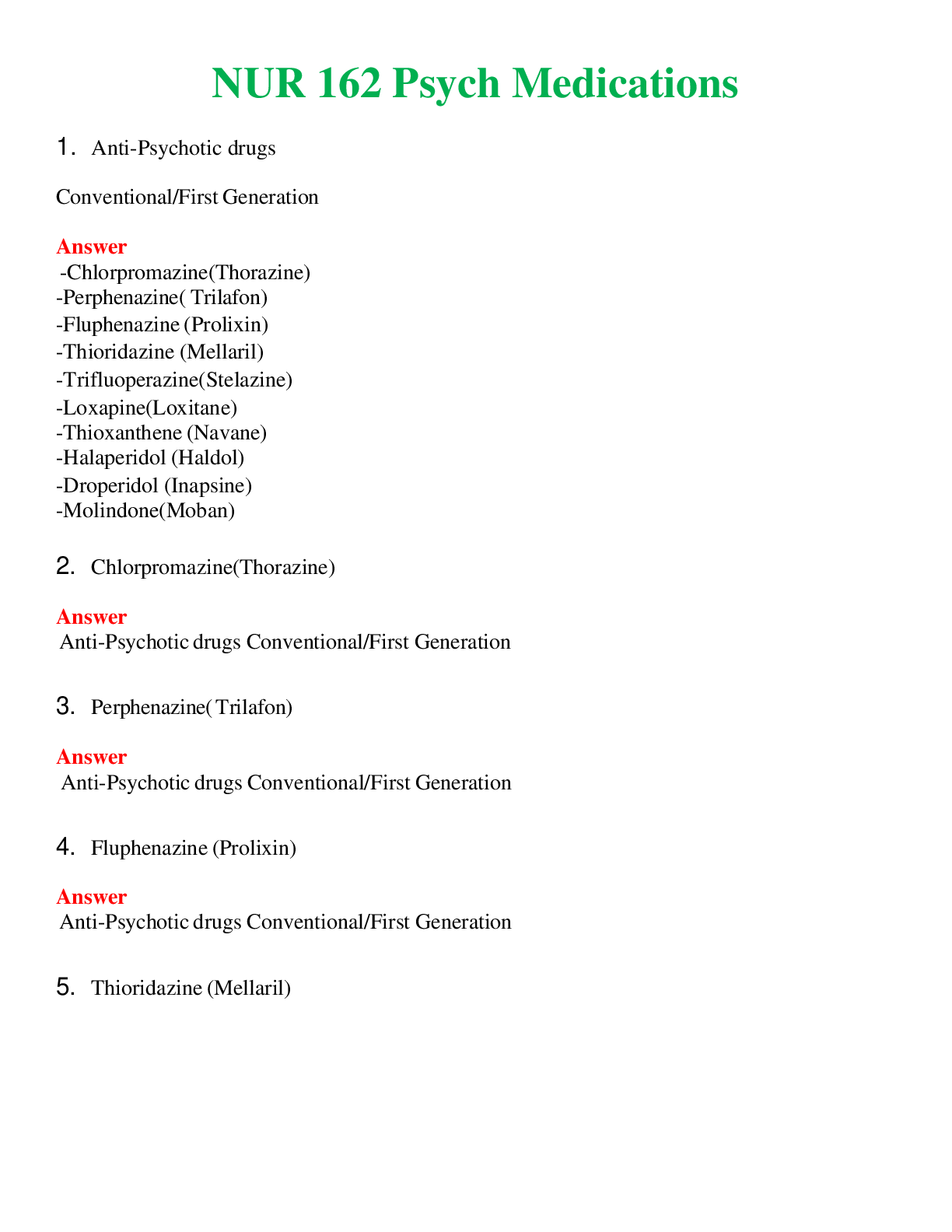 NUR 162   PSYCH MEDICATIONS | GRADED A+ SOLVED 100% CORRECT