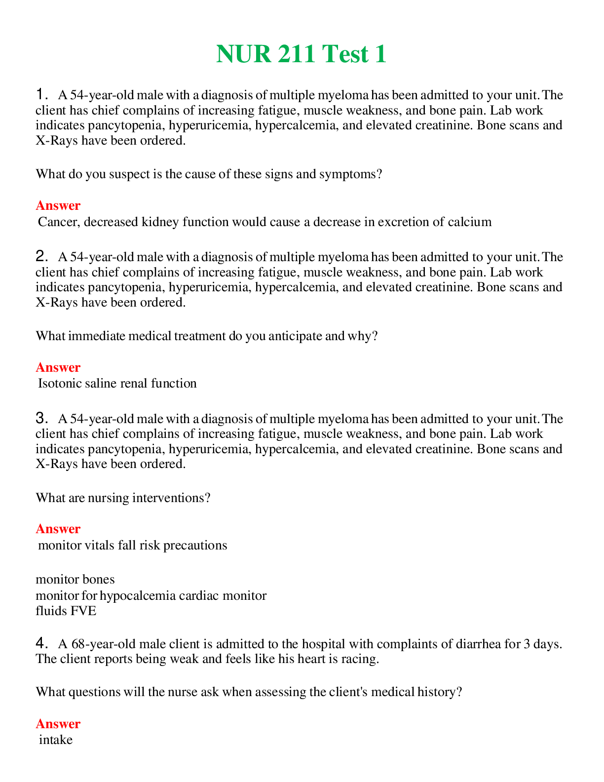 NUR 211   TEST 1 | COMPLETE ANSWERS 100% CORRECT