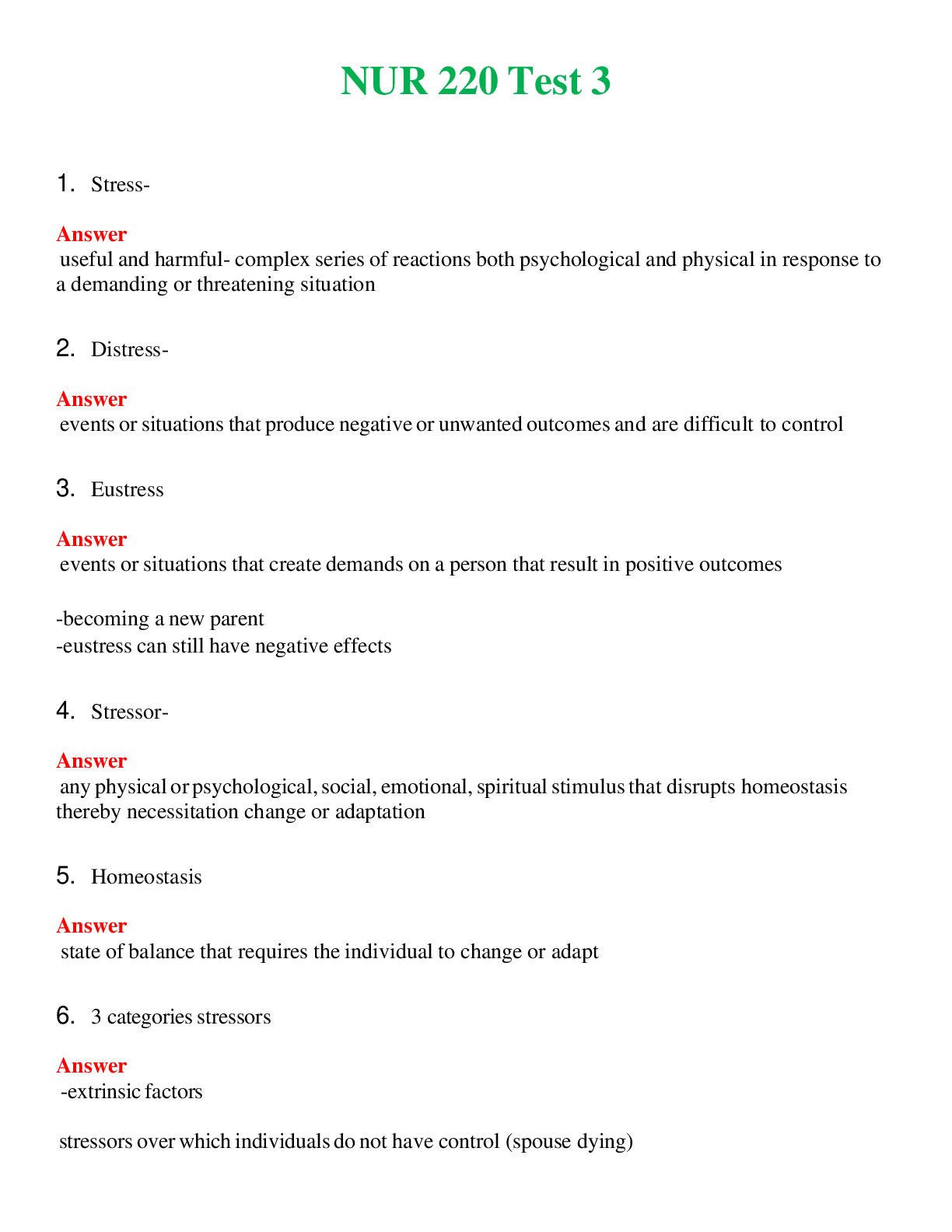 NUR 220   TEST 3 | QUESTIONS AND ANSWERS INCLUDED