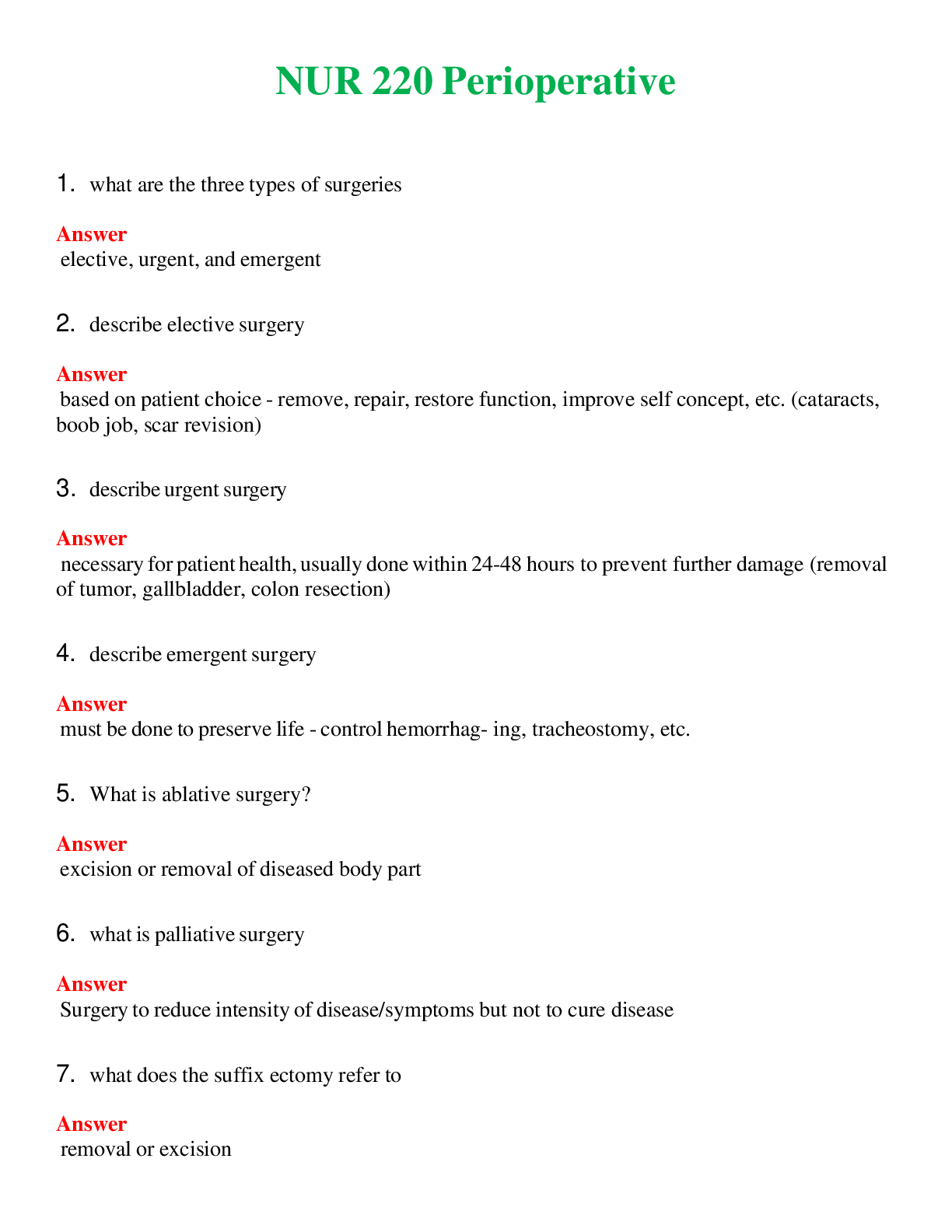 NUR 220   PERIOPERATIVE | COMPLETE ANSWERS 100% CORRECT