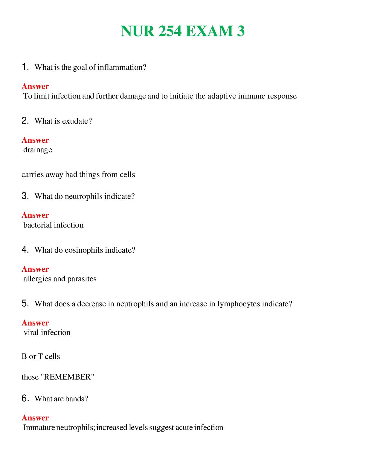 NUR 254   EXAM 3 | A SOLVED 100% CORRECT