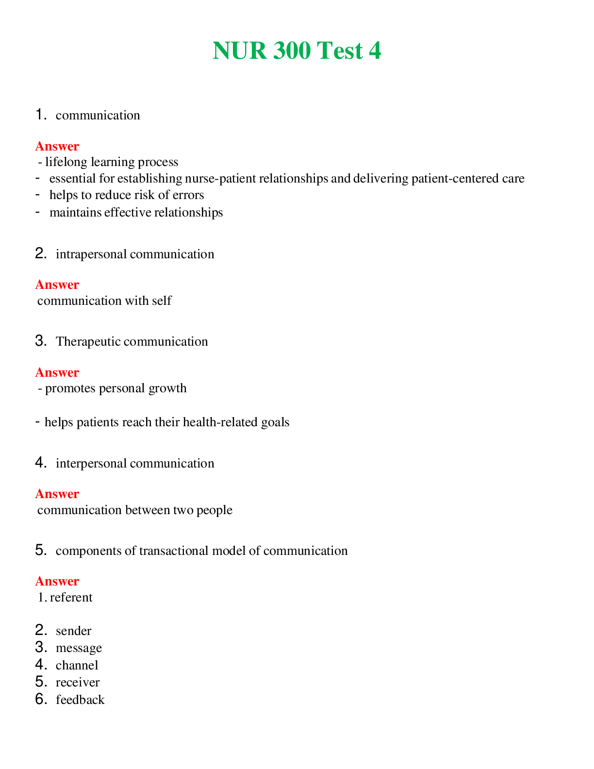 NUR 300   TEST 4 | A SOLVED 100% CORRECT