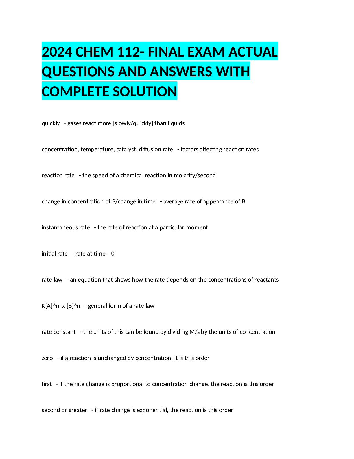 Preview of 2024 CHEM 112- FINAL EXAM ACTUAL QUESTIONS AND ANSWERS WITH COMPLETE SOLUTION.pdf