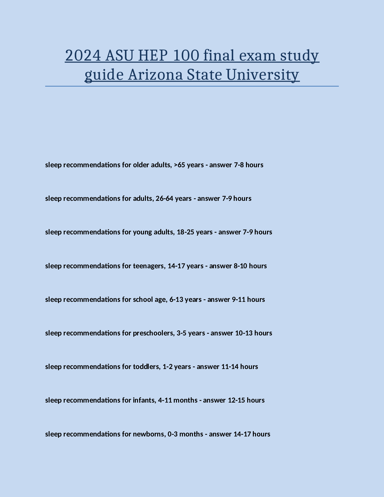 Preview of 2024 ASU HEP 100 final exam study guide Arizona State University.pdf