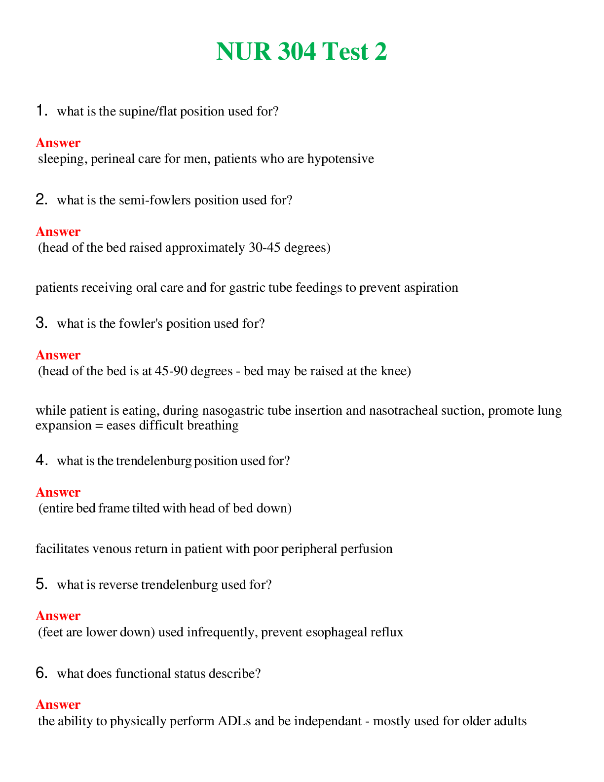 NUR 304   TEST 2 | A SOLVED 100% CORRECT