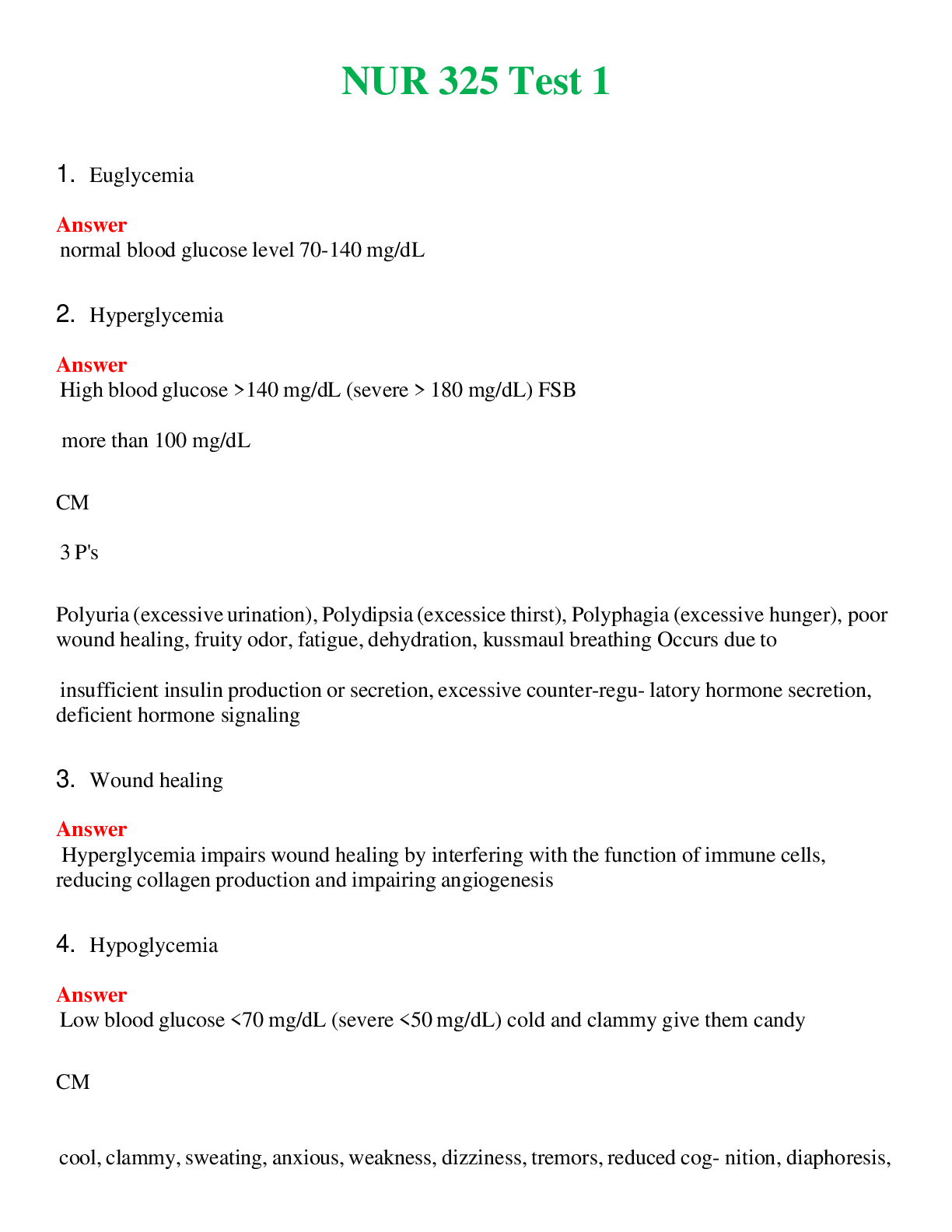 NUR 325   TEST 1 | (ACTUAL EXAM ) QUESTIONS AND ANSWERS (SOLVED)