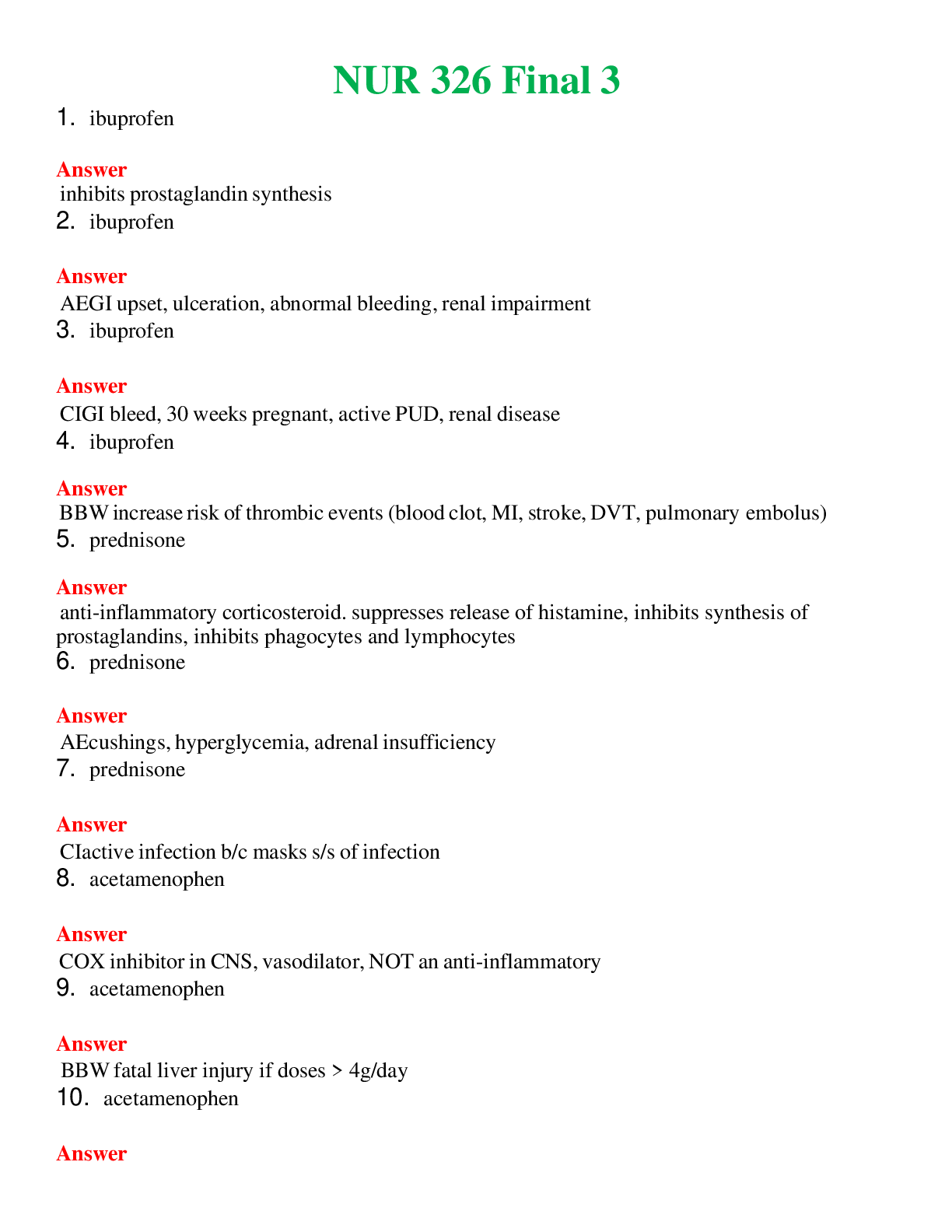 NUR 326   FINAL 3 | COMPLETE ANSWERS 100% CORRECT