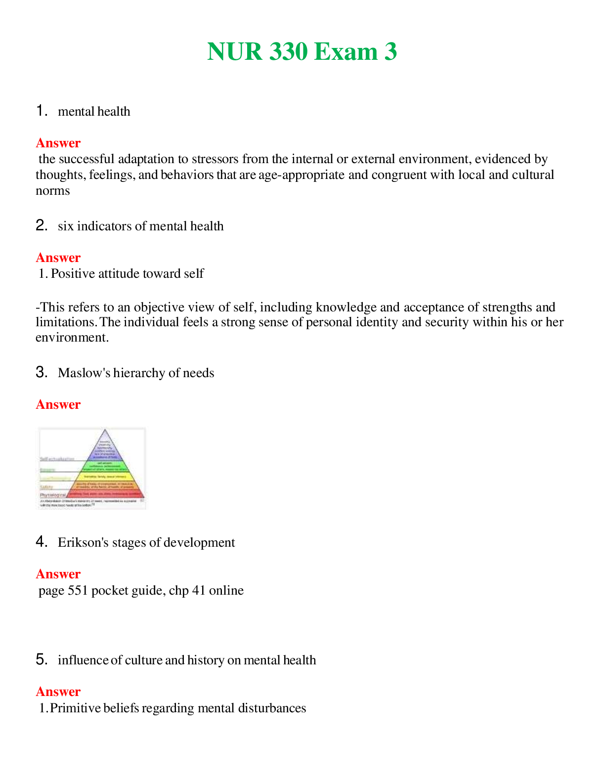 NUR 330   EXAM 3 | QUESTIONS & ANSWERS (SOLVED)