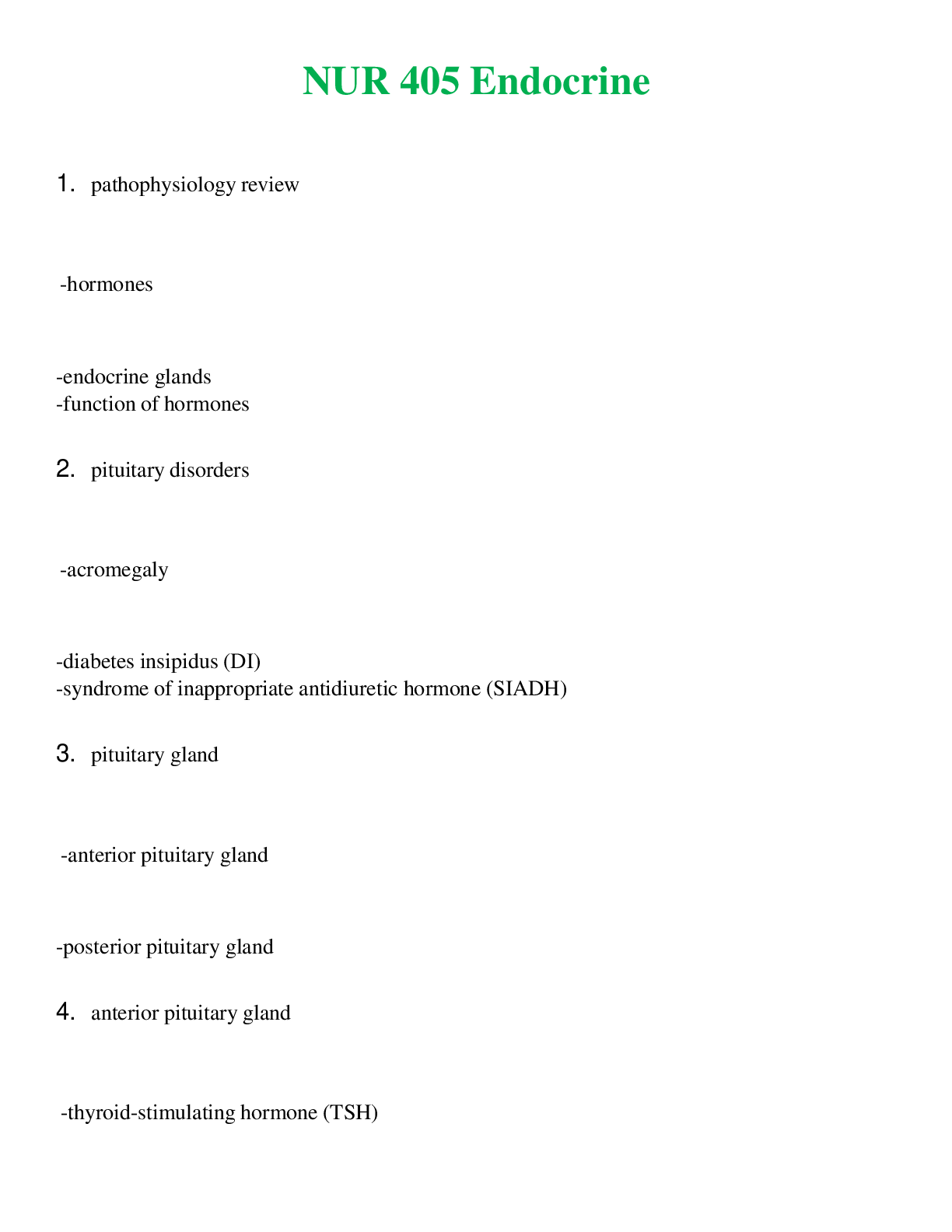 NUR 405   ENDOCRINE | A SOLVED 100% CORRECT