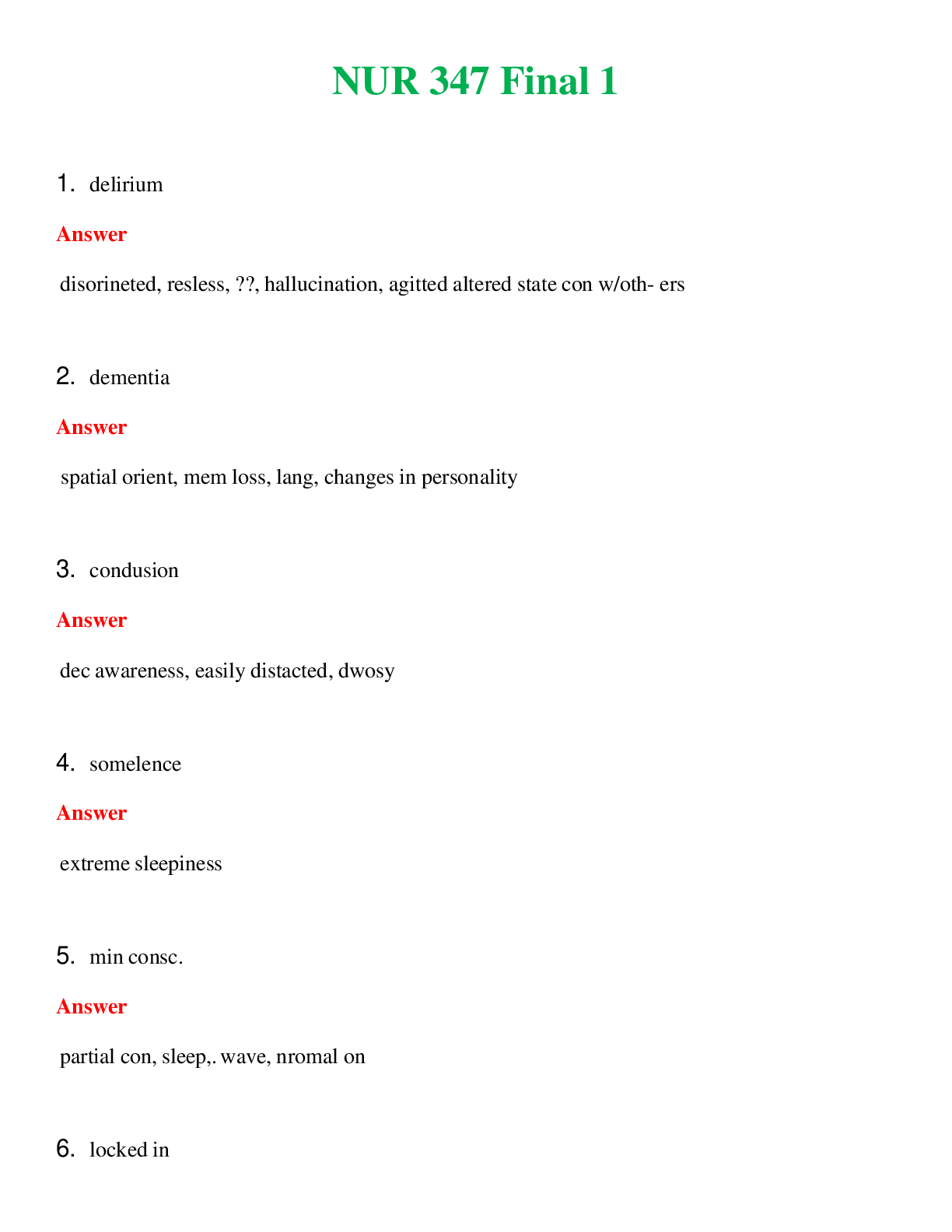 NUR 347   FINAL 1 | COMPLETE ANSWERS 100% CORRECT