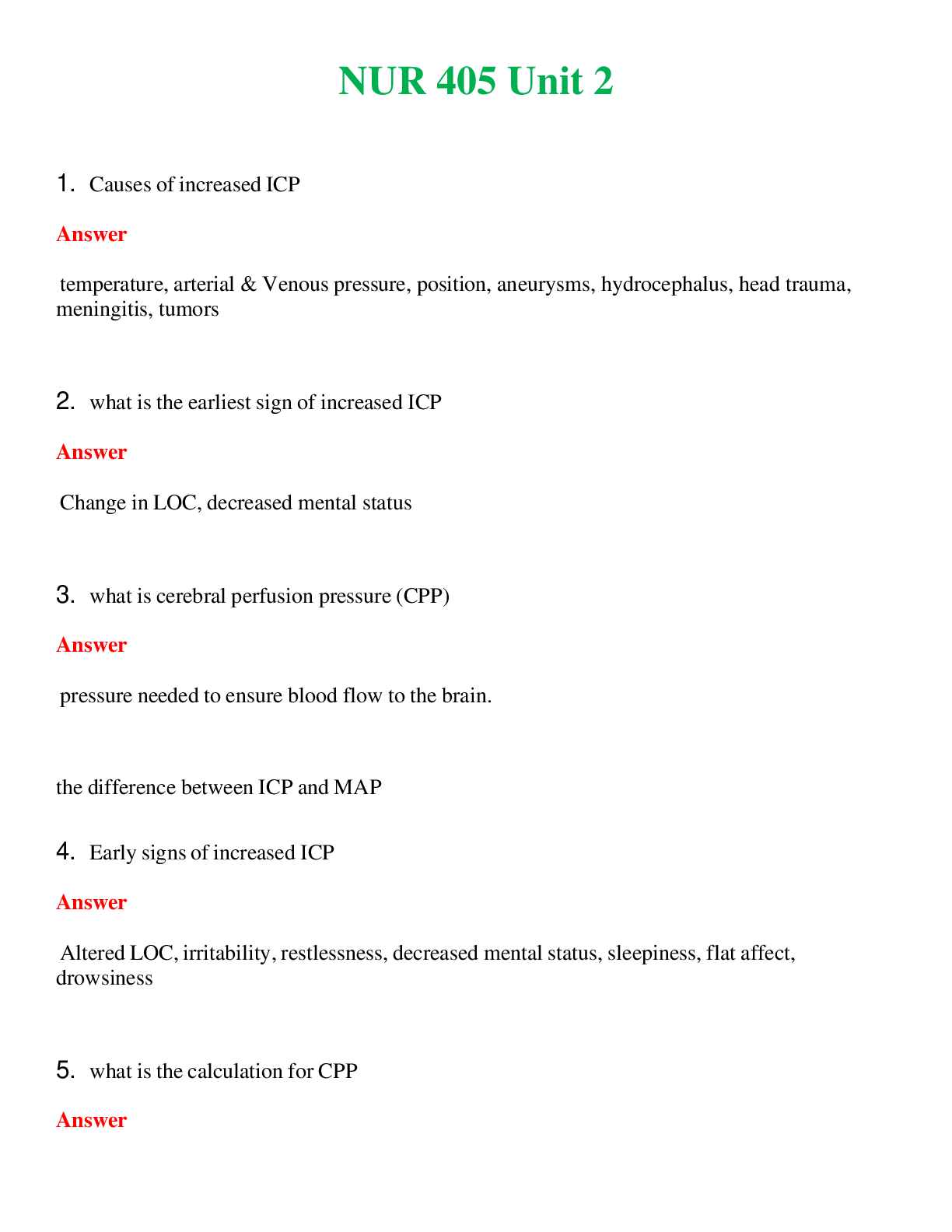NUR 405   UNIT 2 | COMPLETE ANSWERS 100% CORRECT