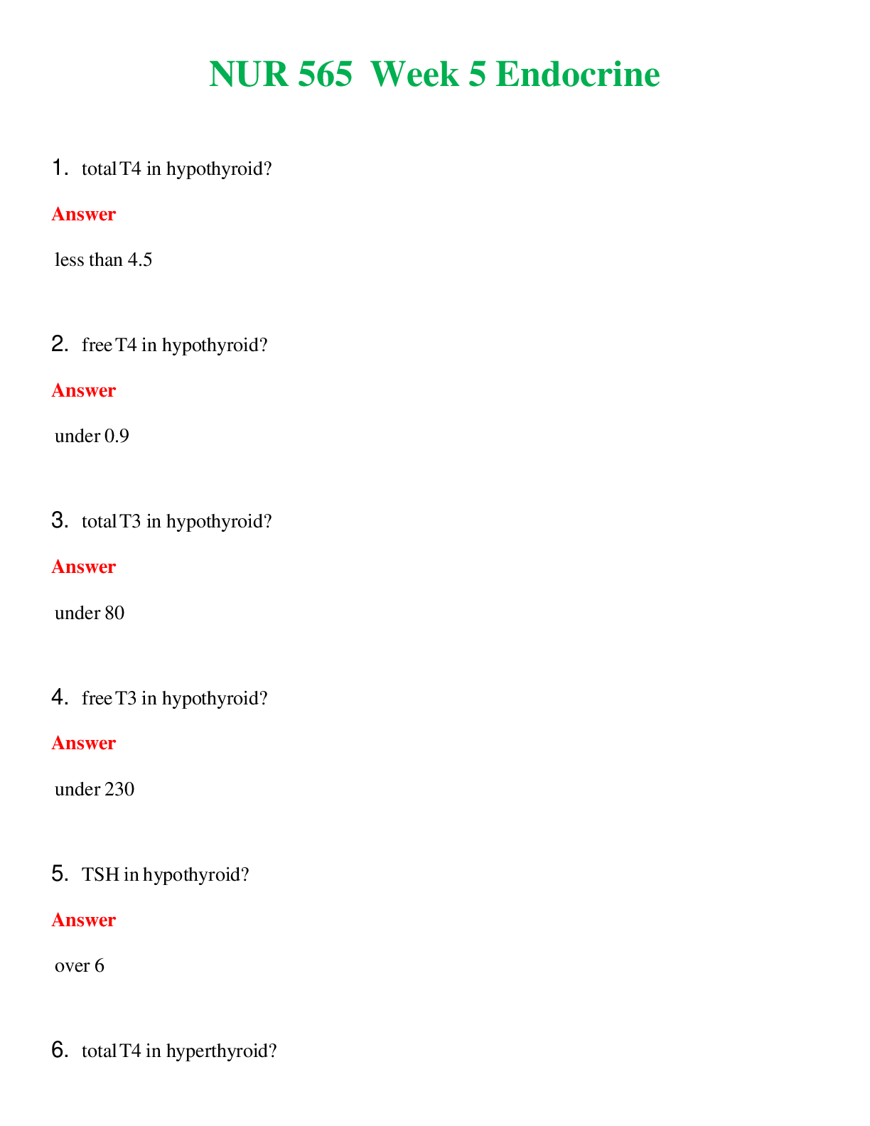 NUR 565   WEEK 5 ENDOCRINE | COMPLETE ANSWERS 100% CORRECT