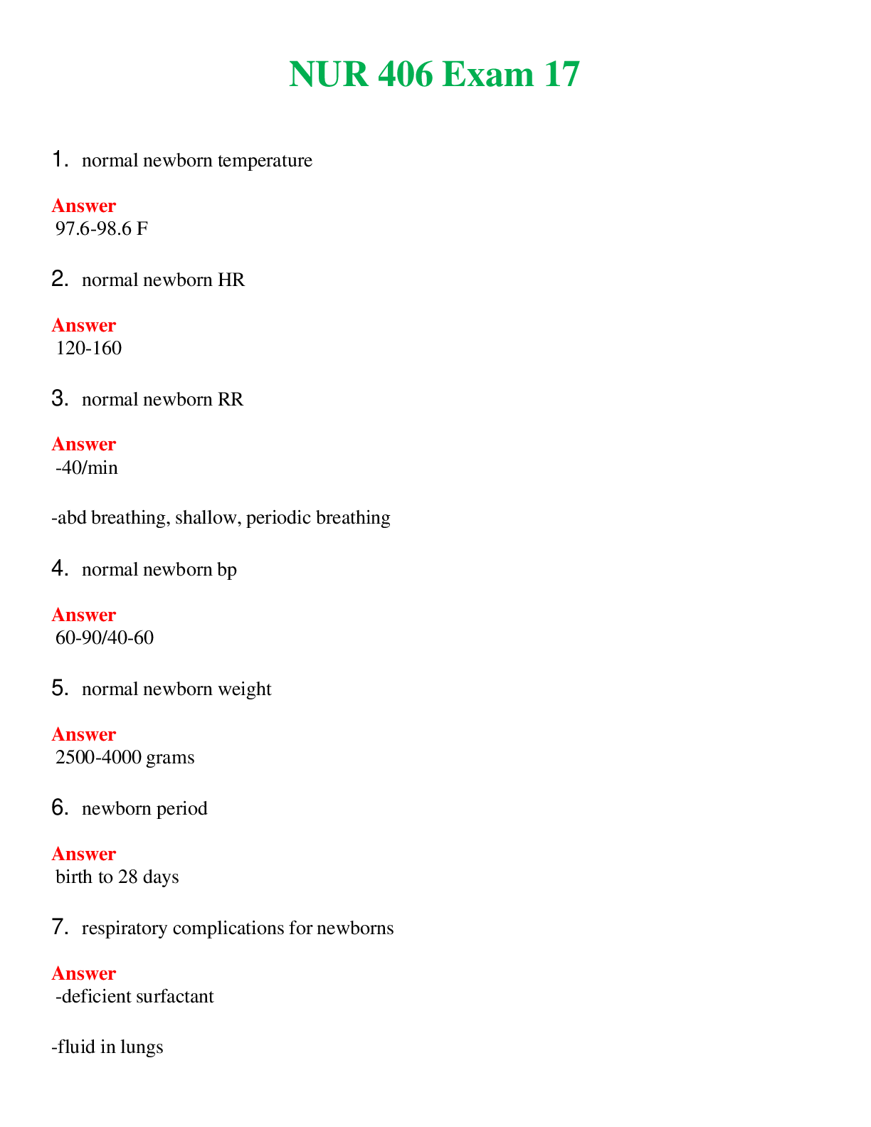 NUR 406   EXAM 17 | A SOLVED 100% CORRECT