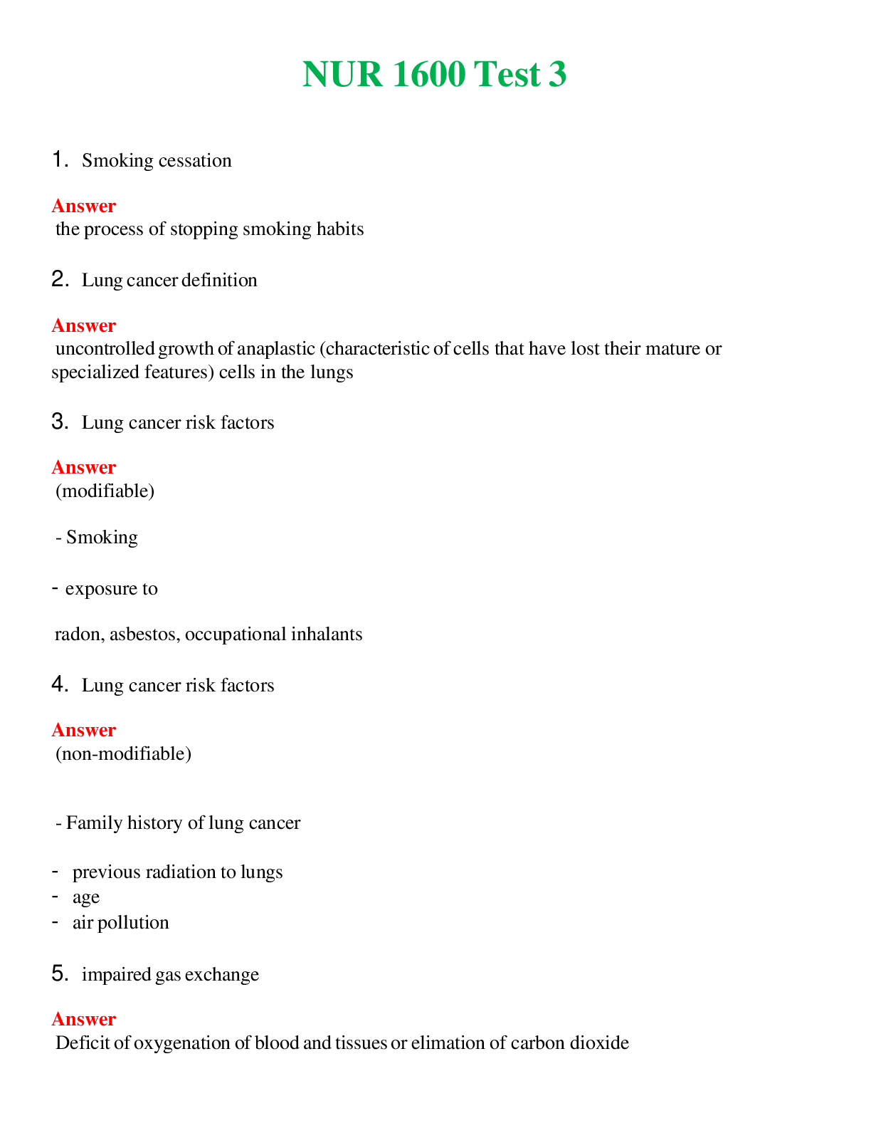 NUR 1600   TEST 3 | QUESTIONS AND ANSWERS INCLUDED