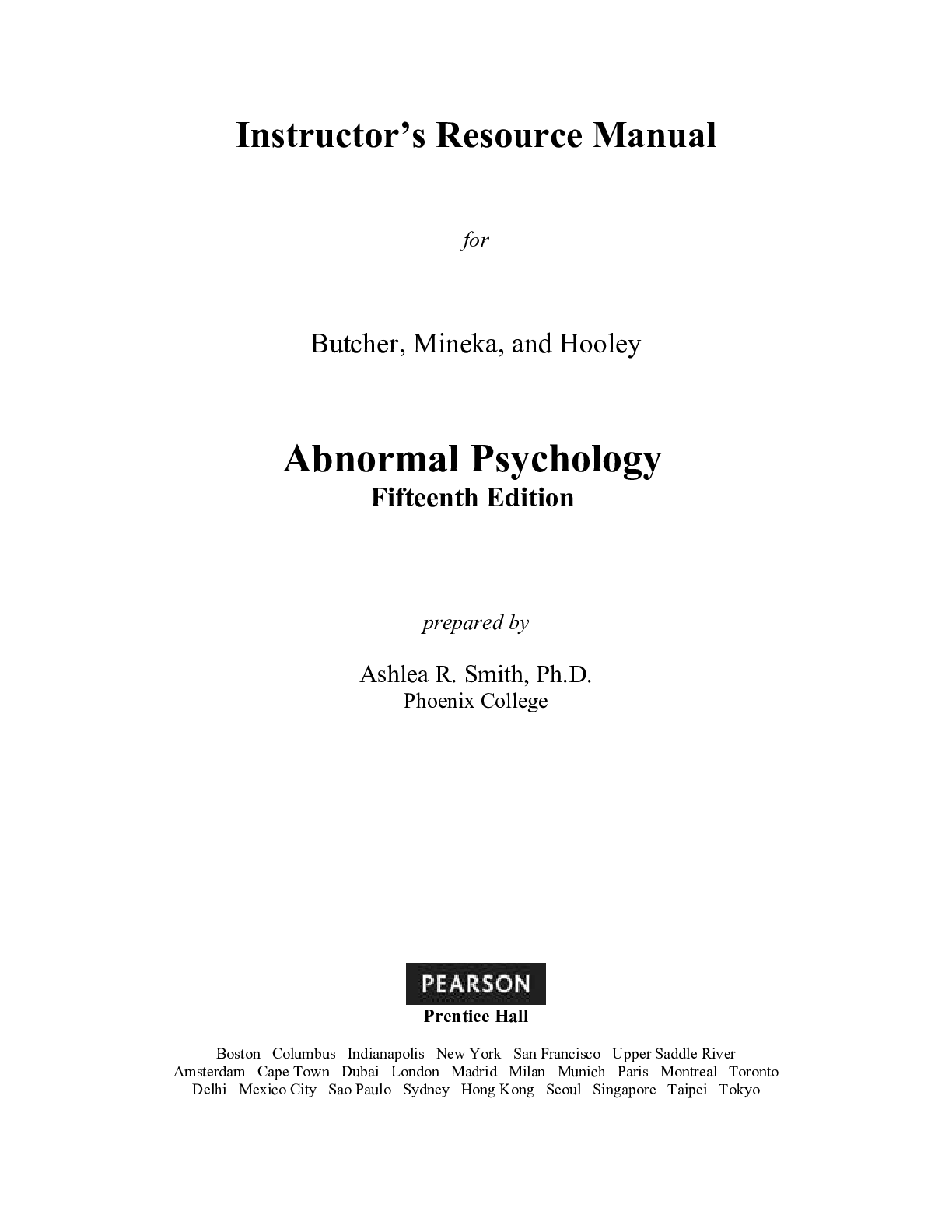 Preview image for Instructor Manuals for Abnormal Psychology Perspectives, 5E David J.A. Dozois