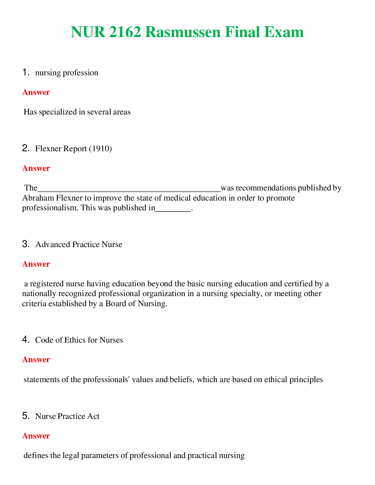 Preview image for NUR 2162   RASMUSSEN FINAL EXAM | A+ RATED GUIDE | QUESTIONS AND ANSWERS (SOLVED)