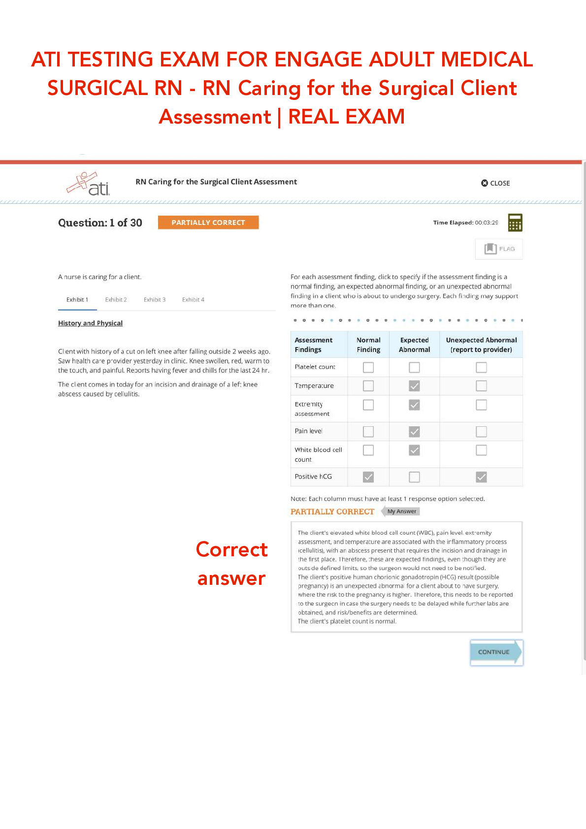 Preview image for ATI TESTING EXAM FOR ENGAGE ADULT MEDICAL SURGICAL RN - RN Caring for the Surgical Client Assessment _ REAL EXAM