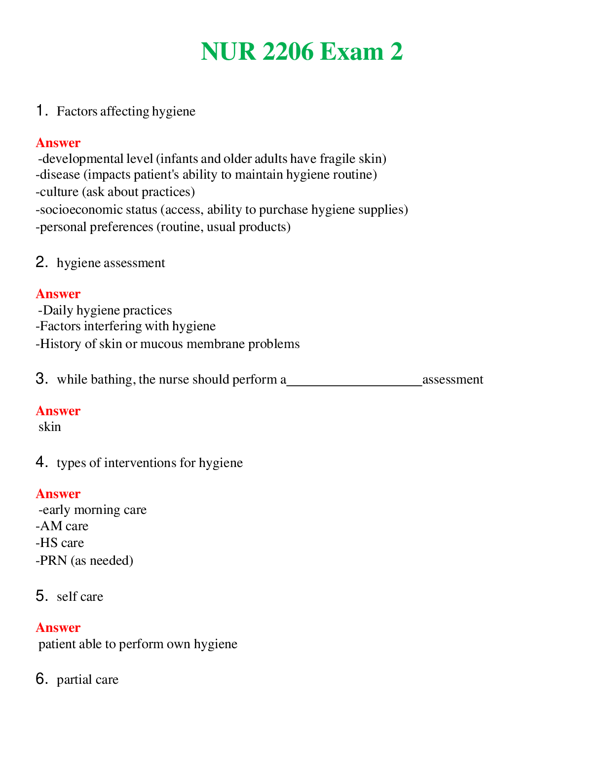 Preview image for NUR 2206 ( LATEST 2024 / 2025 ) EXAM 2 | LATEST QUESTIONS WITH COMPLETE GRADE A++ ANSWERS