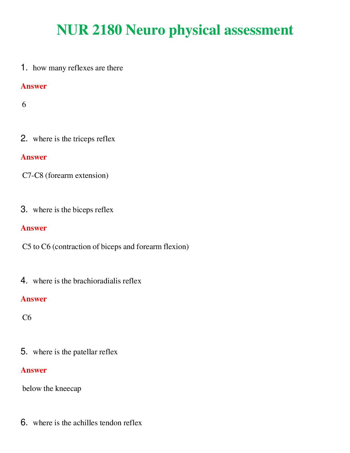 Preview image for NUR 2180   NEURO PHYSICAL ASSESSMENT | ALL Q&AS BRAND NEW  GUARANTEED A+++