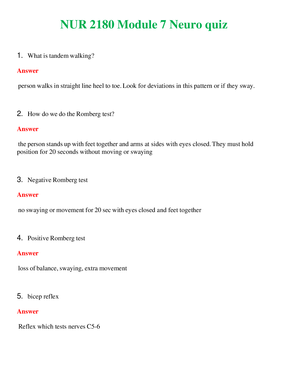 Preview image for NUR 2180   MODULE 7 NEURO QUIZ | ALL Q&AS BRAND NEW  GUARANTEED A+++
