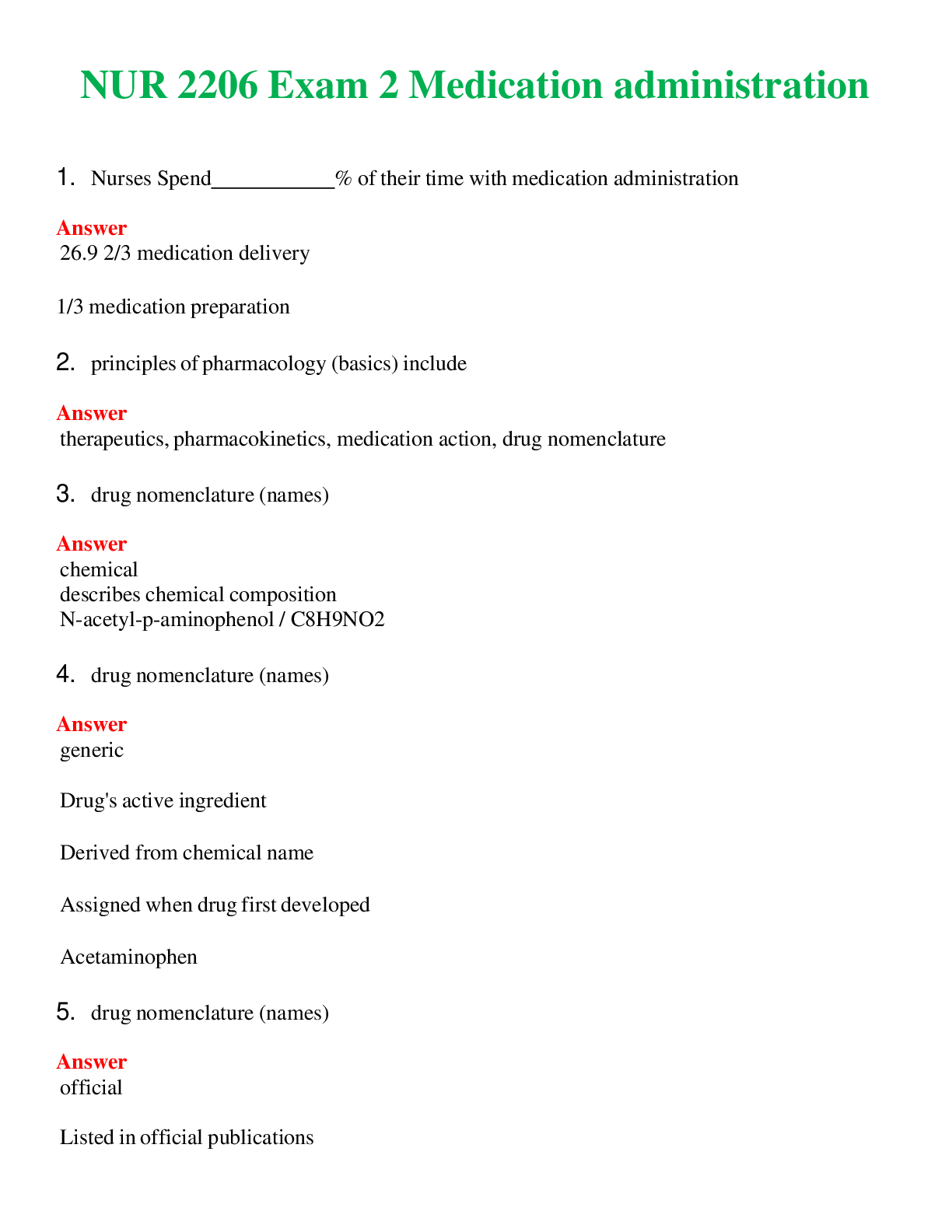 Preview image for NUR 2206 ( LATEST 2024 / 2025 ) EXAM 2 MEDICATION ADMINISTRATION | QUESTIONS & ANSWERS (SOLVED)