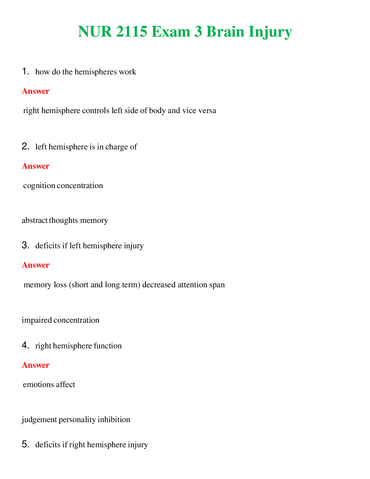 Preview image for NUR 2115   EXAM 3 BRAIN INJURY | QUESTIONS & ANSWERS (SOLVED)