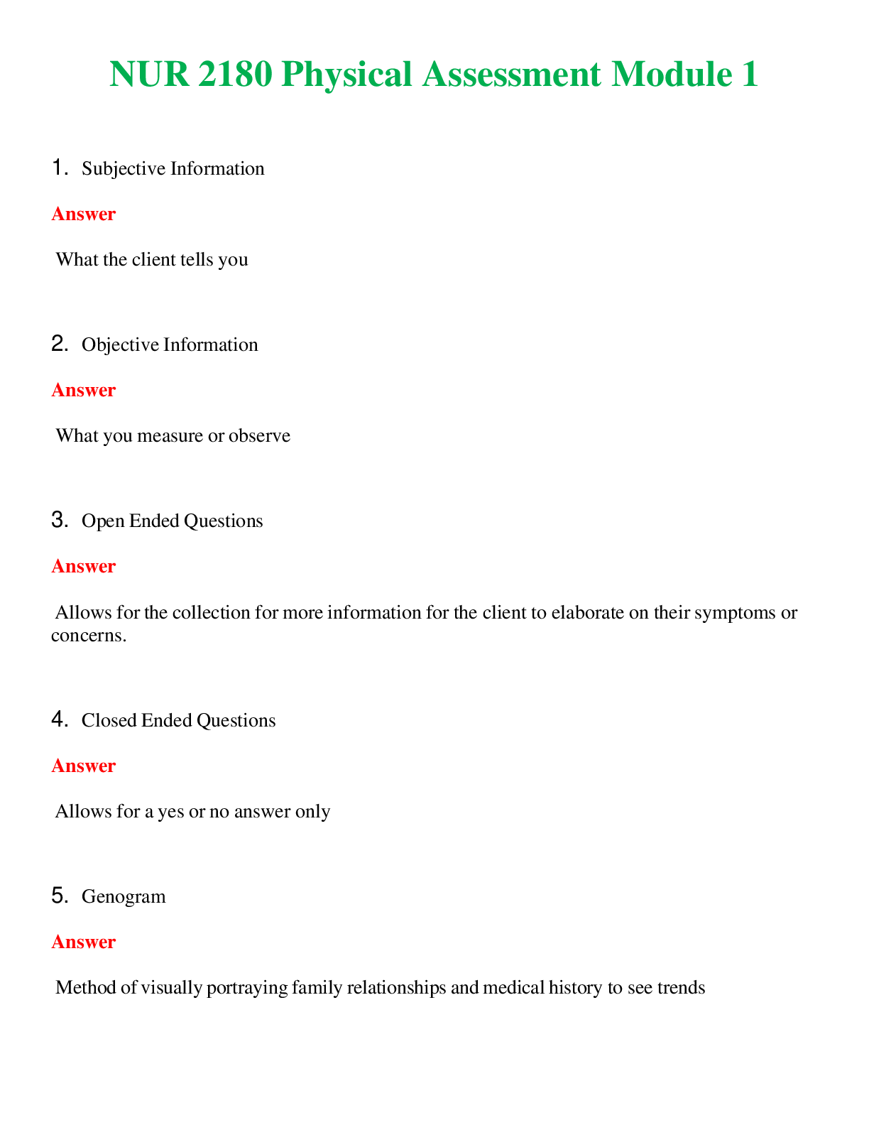 Preview image for NUR 2180   PHYSICAL ASSESSMENT MODULE 1 | A++ EXAM WITH ALL NEW QS & AS - GUARANTEED PASS!
