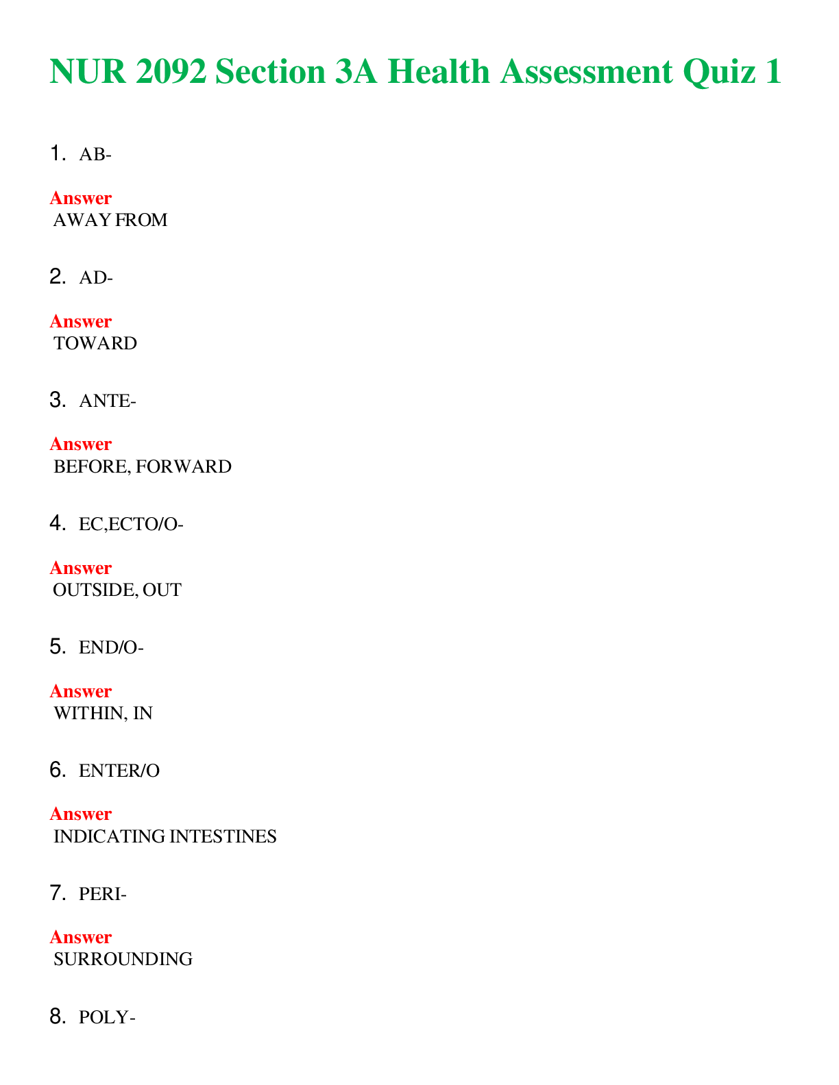 Preview image for NUR 2092   SECTION 3A HEALTH ASSESSMENT QUIZ 1  | PASSED | A+ RATED GUIDE | NEW FULL EXAM